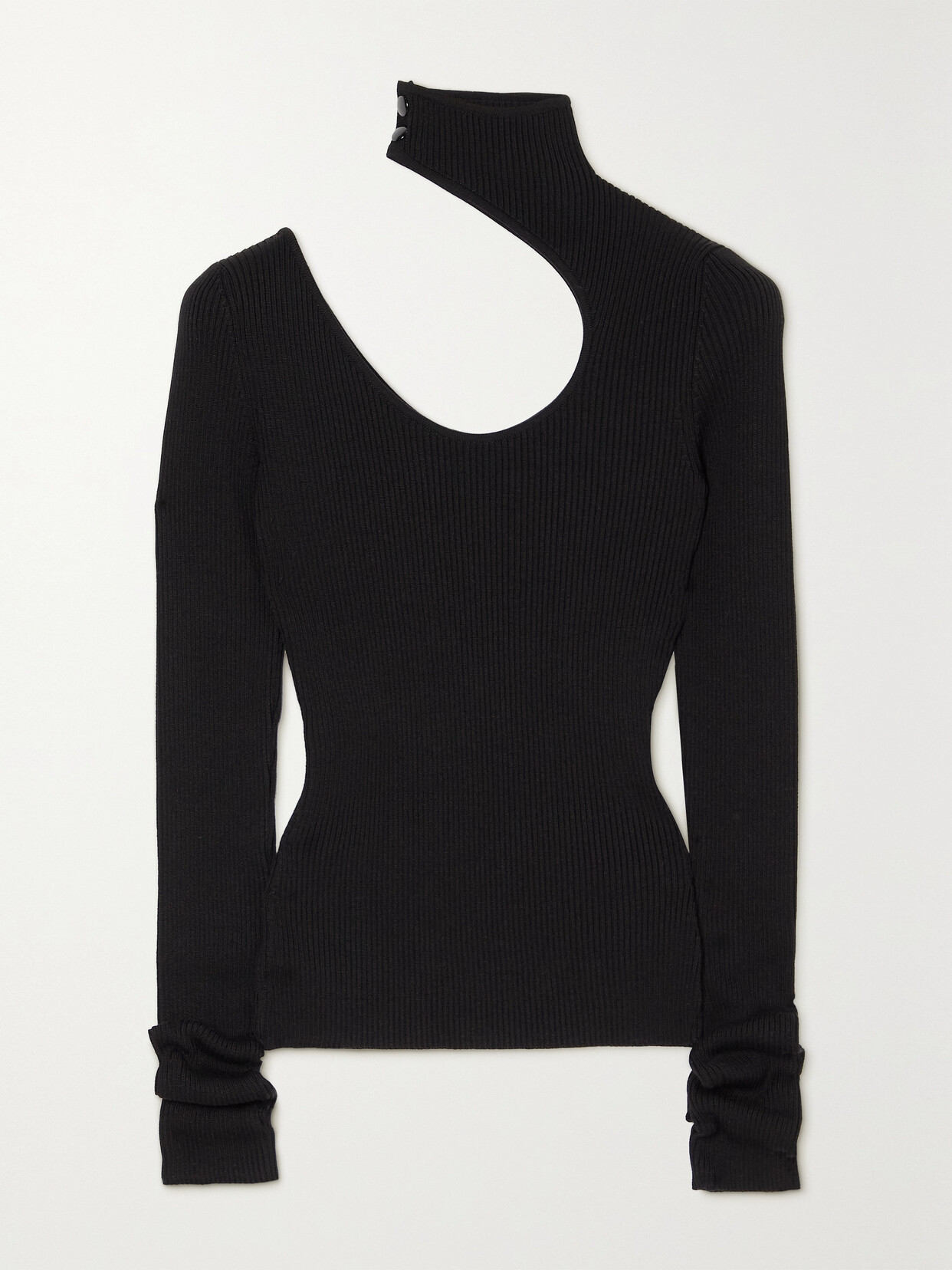 PETAR PETROV FIZ CUTOUT RIBBED SILK TOP