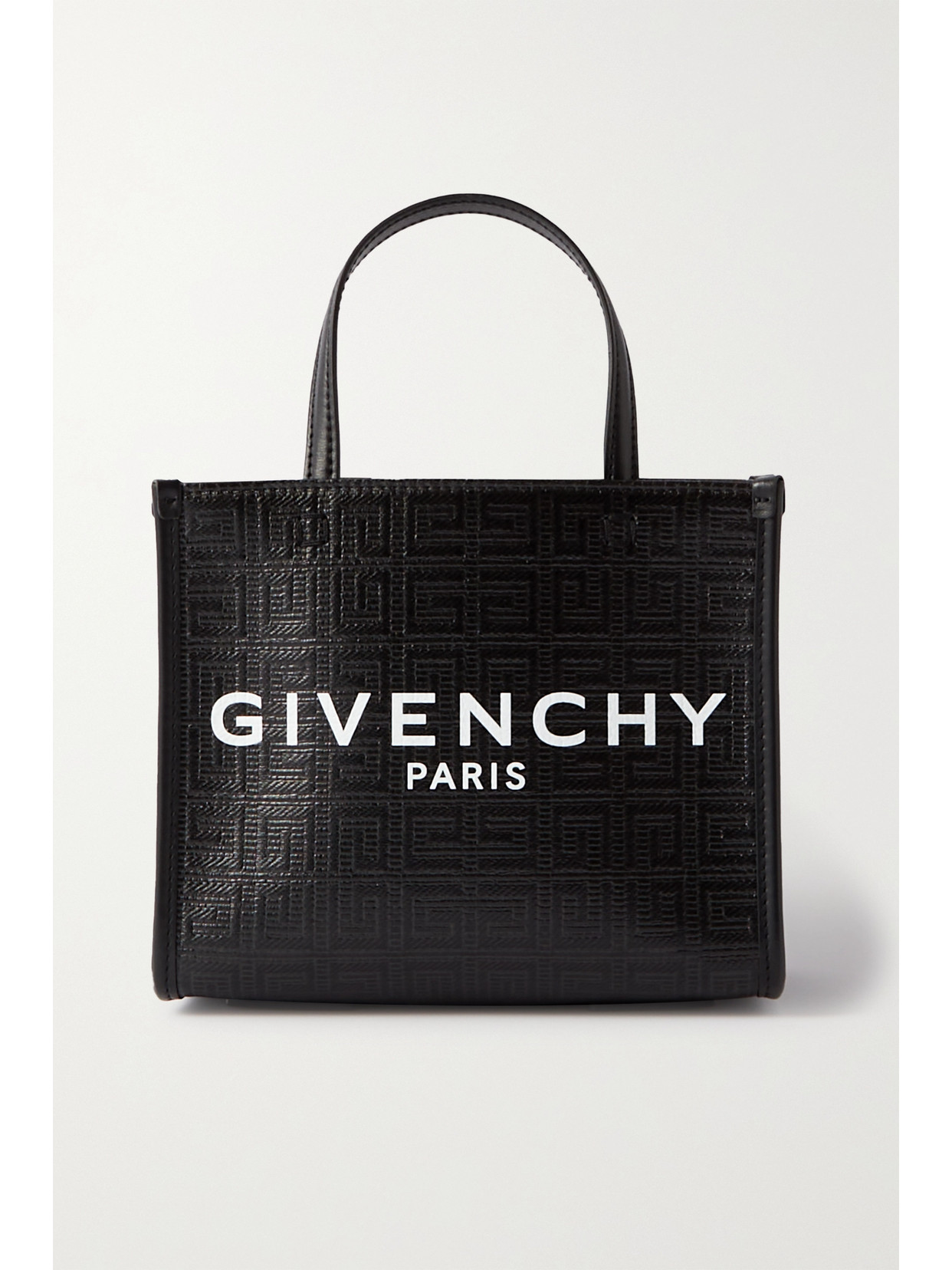 Givenchy G Mini Leather-trimmed Embossed Coated-canvas Tote