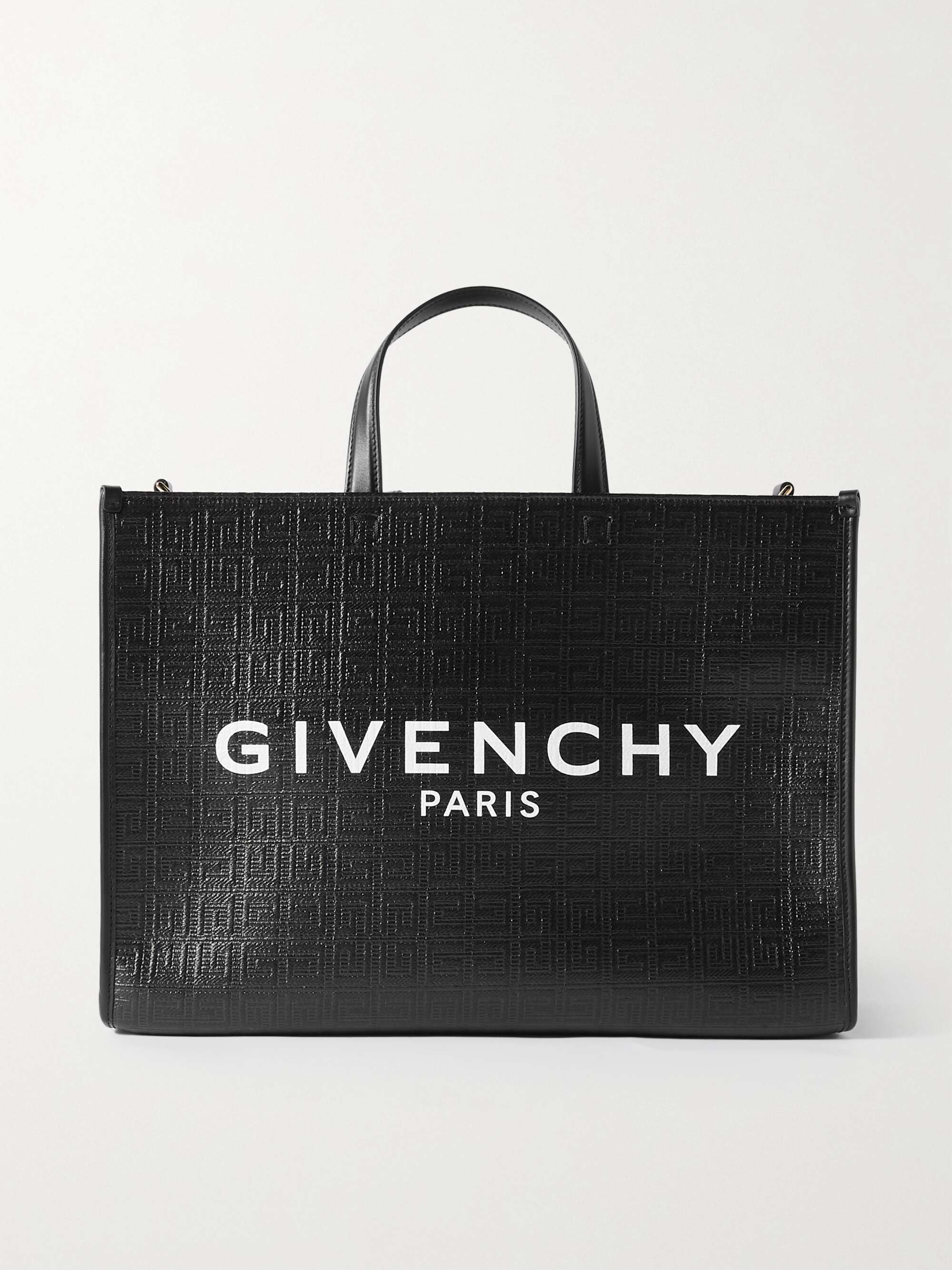 GIVENCHY G medium leather-trimmed embossed coated-canvas tote | NET-A ...