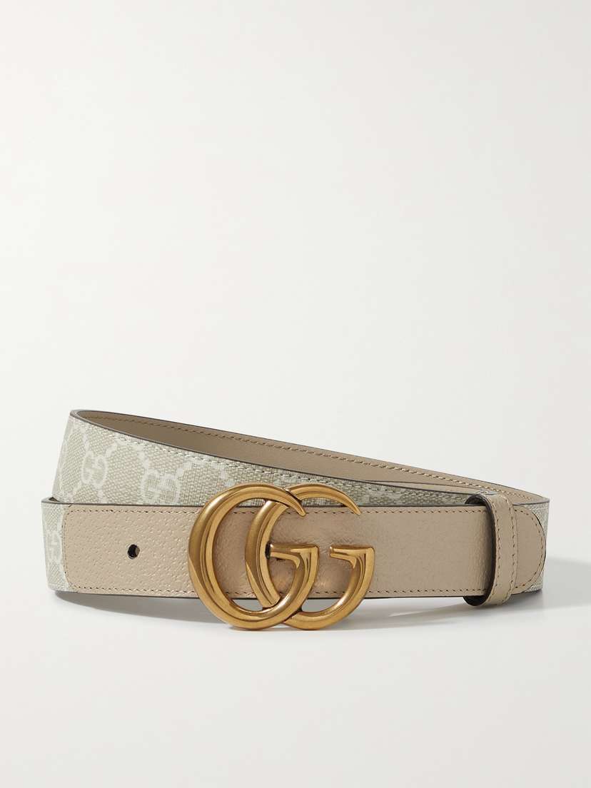 Gucci Leather-trimmed Printed Coated-canvas Belt