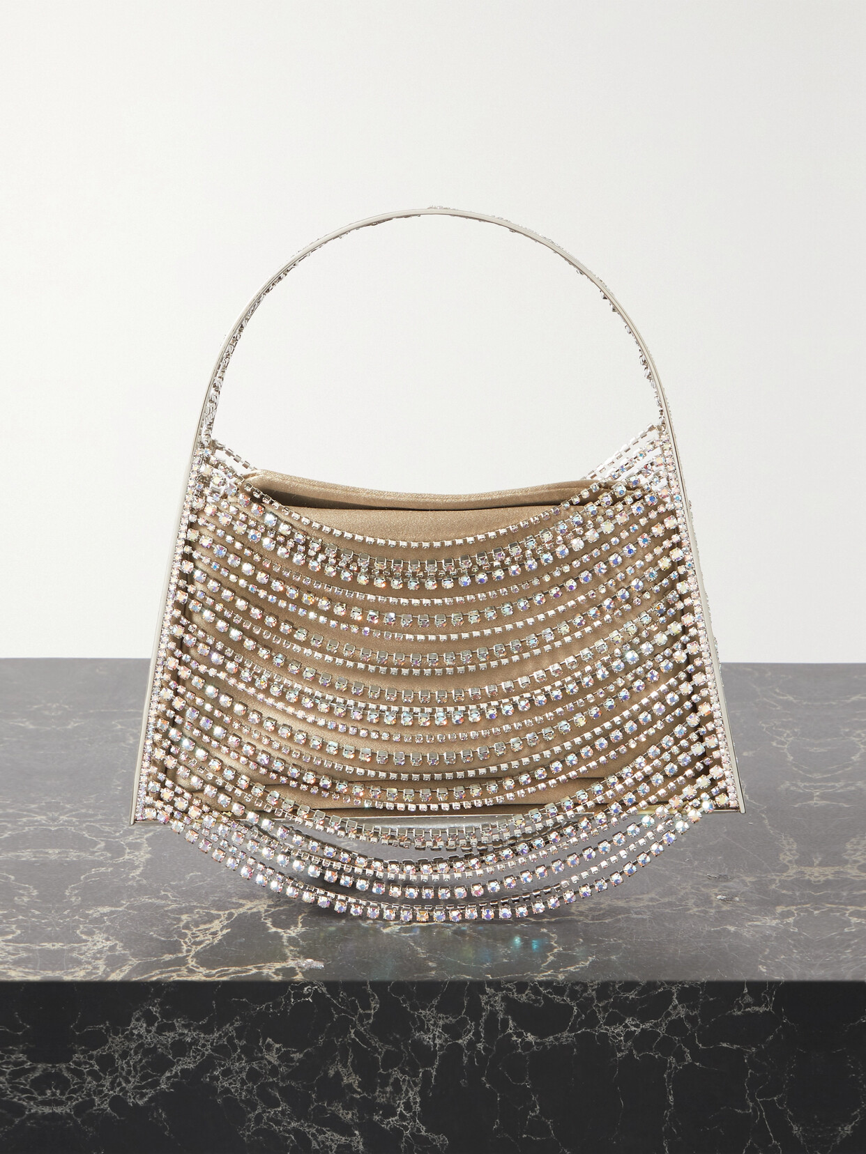 Benedetta Bruzziches - Lucia In The Sky Crystal-embellished Silver-tone And Satin Tote - one size 22 Awaiting product image