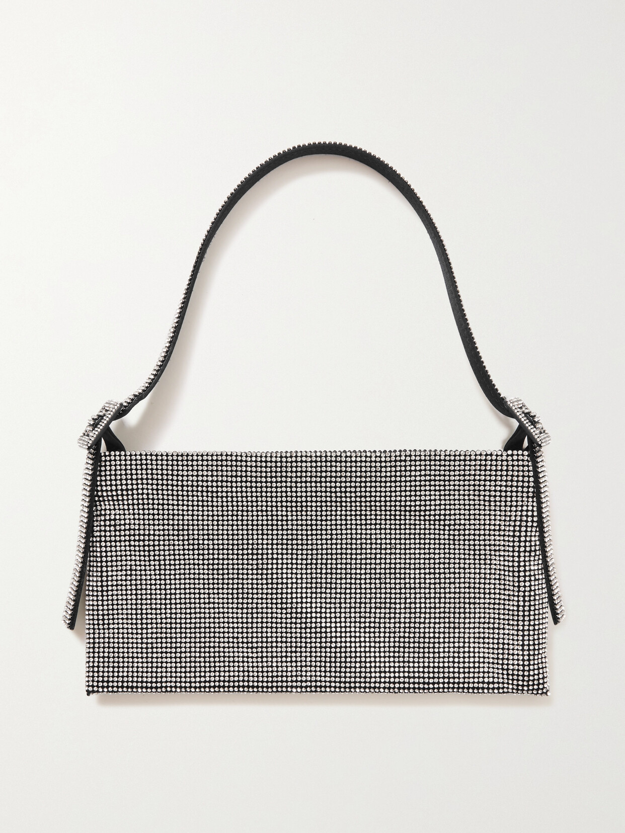 Shop Benedetta Bruzziches Your Best Friend La Grande Crystal-embellished Satin Shoulder Bag In Gray