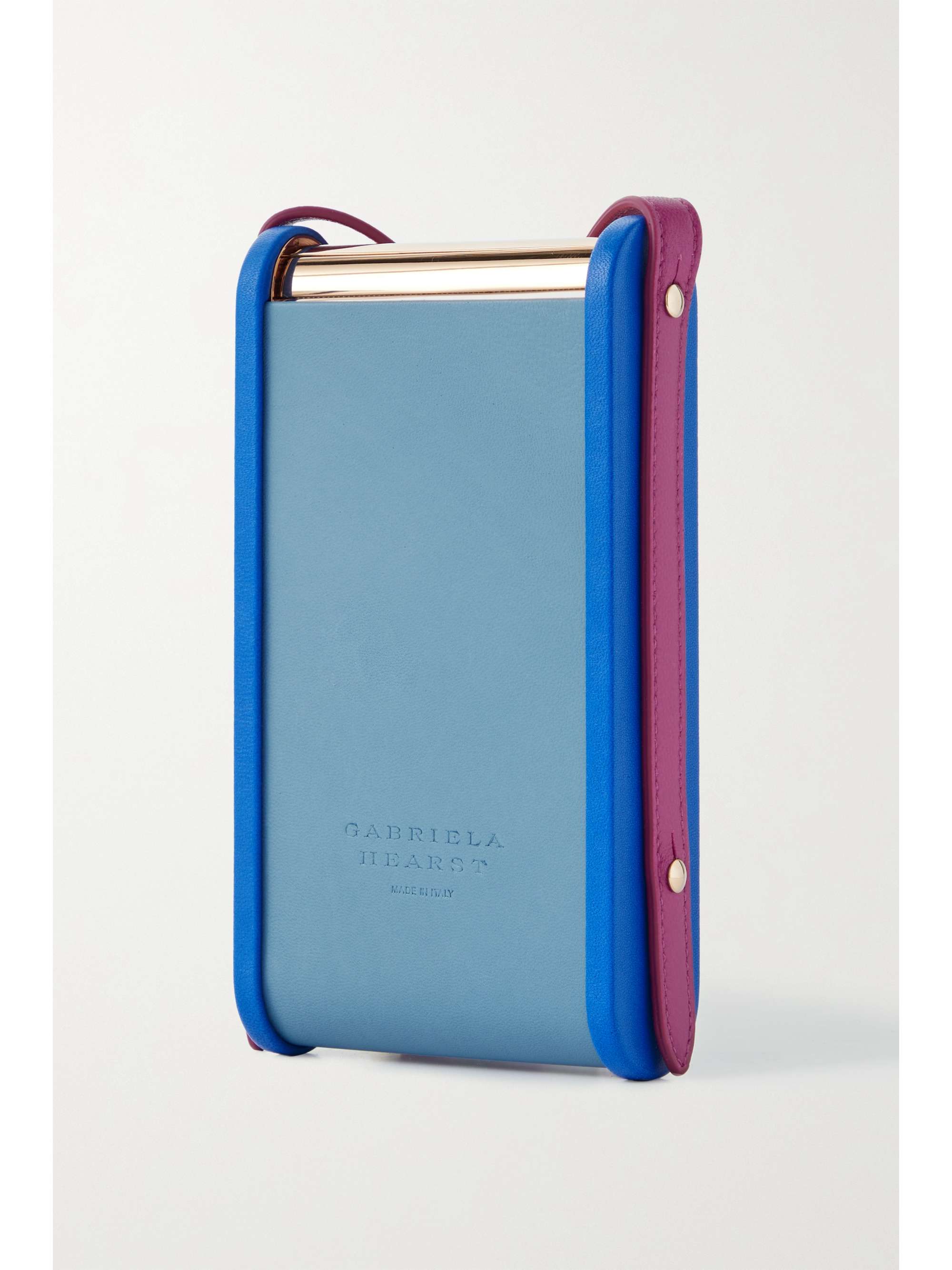 GABRIELA HEARST Mabel Smartphone-Tasche aus roségoldfarbenem Metall und Leder in Colour-Block-Optik
