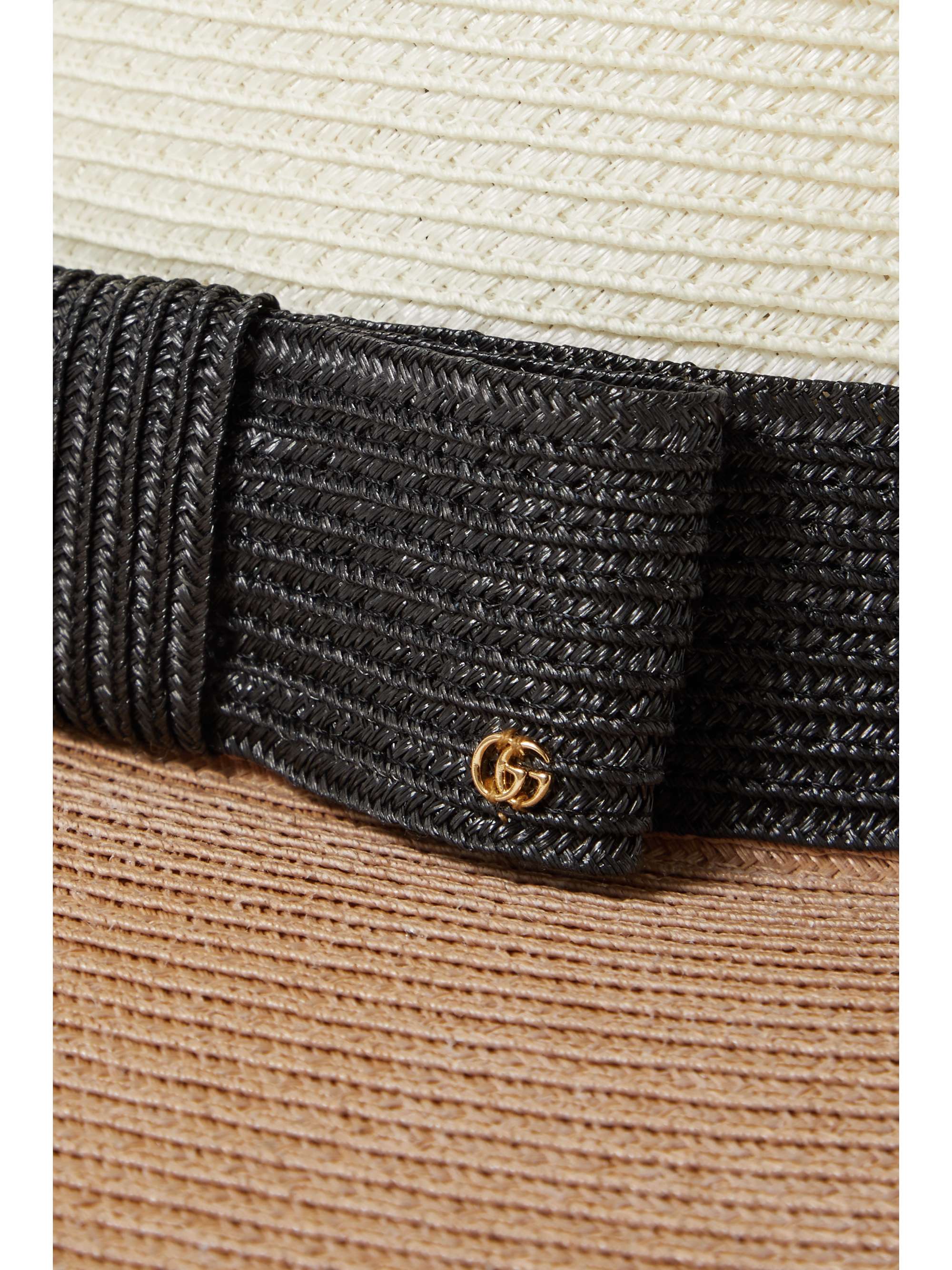 GUCCI Color-block straw-effect boater hat