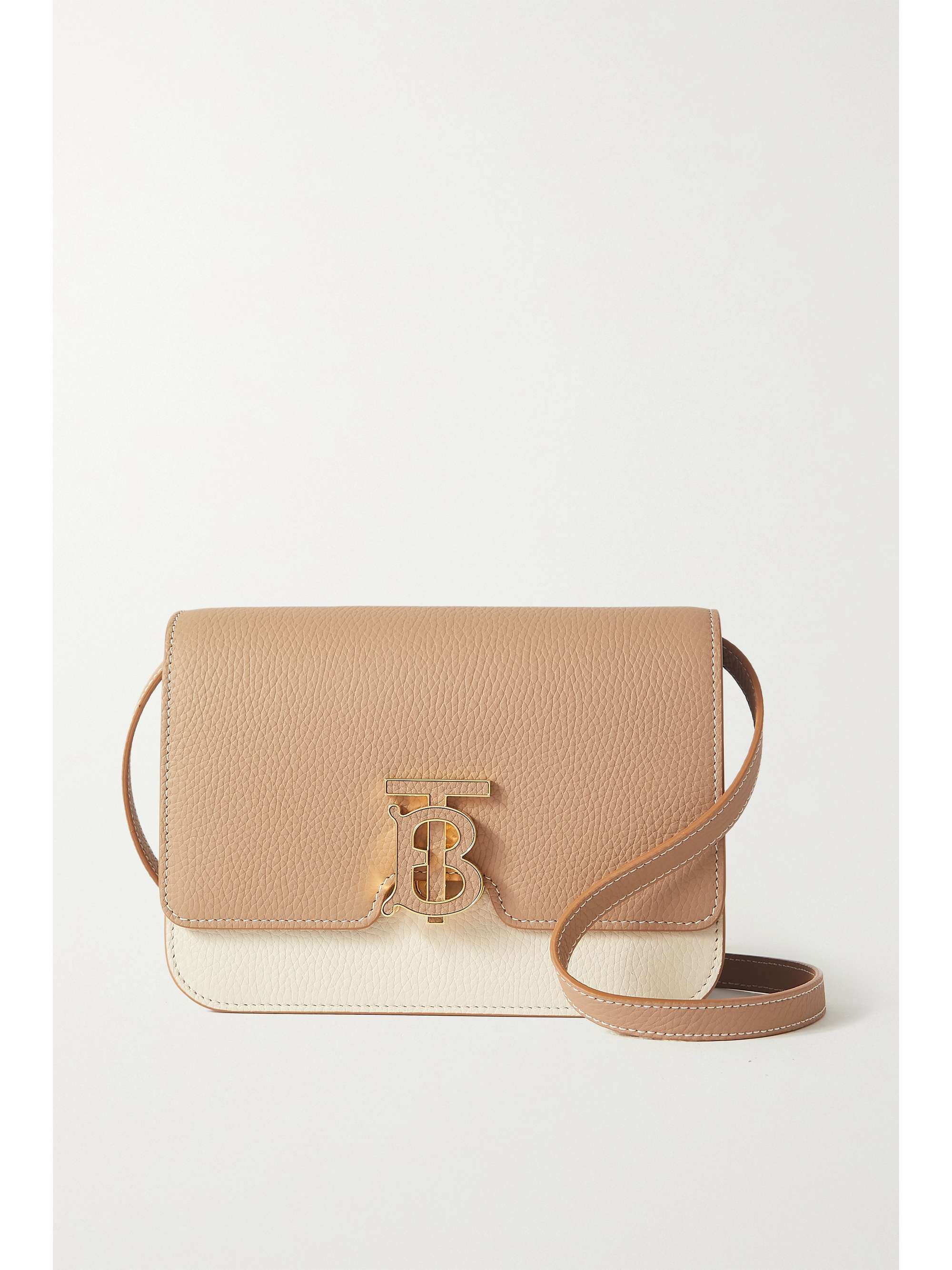 Burberry: Beige & Brown Mini TB Bag