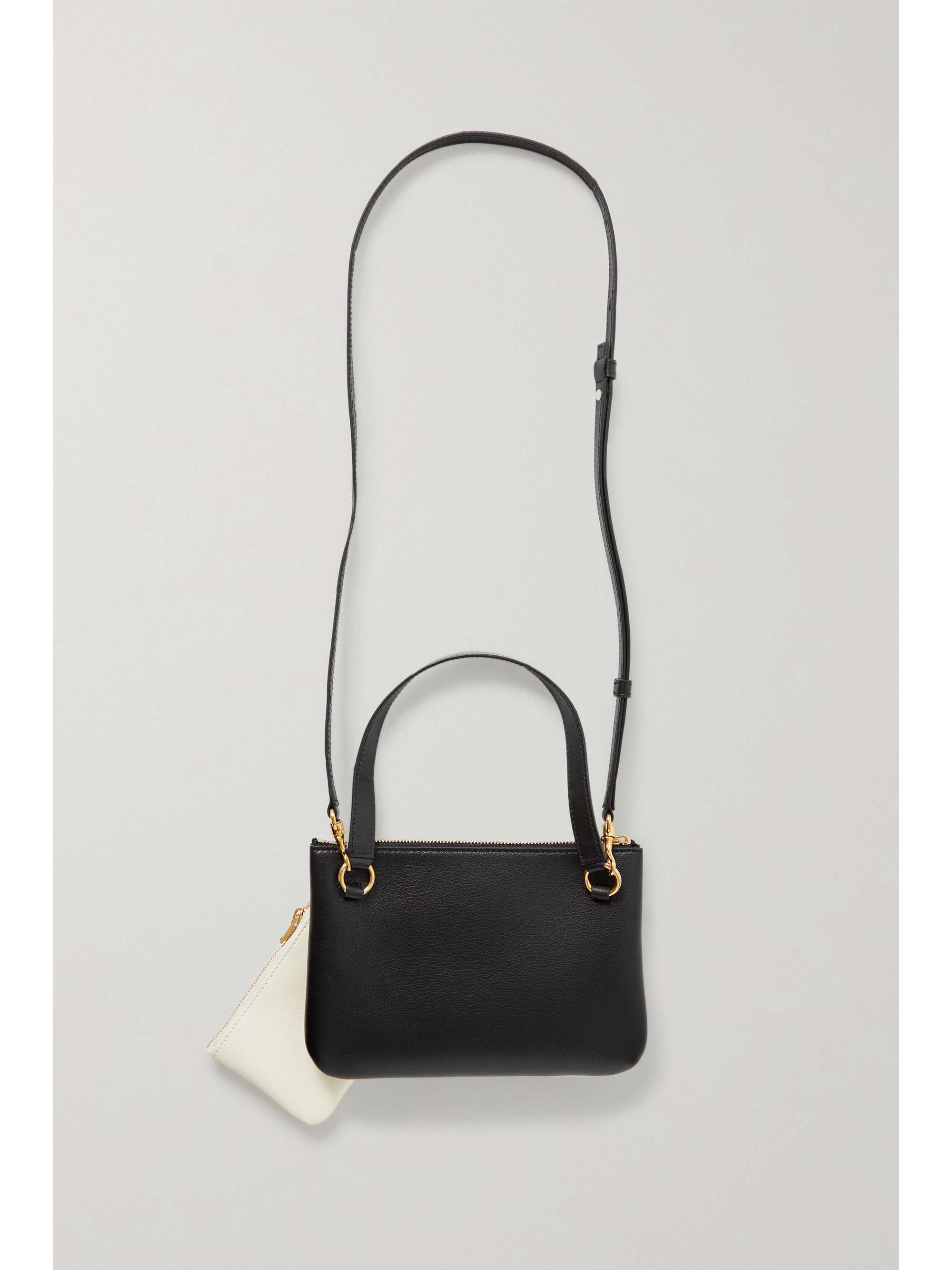 Black Two-tone leather shoulder bag | JIL SANDER | NET-A-PORTER