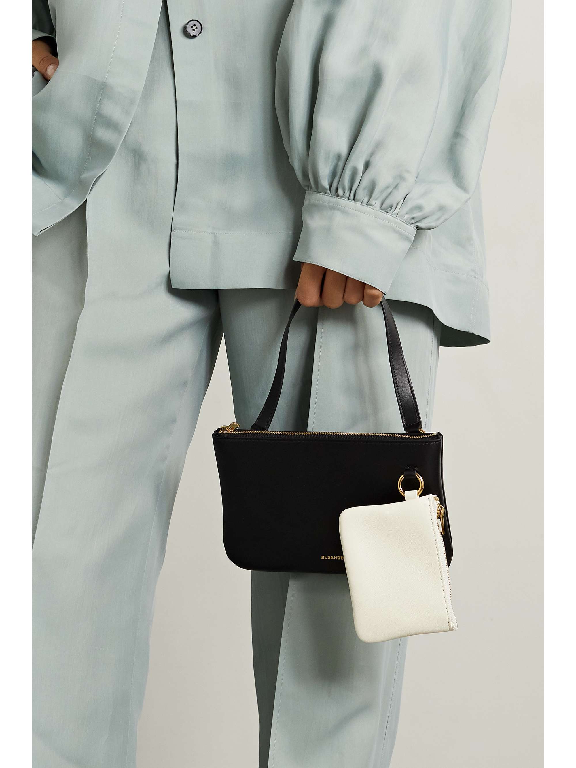 JIL SANDER Two-tone leather shoulder bag