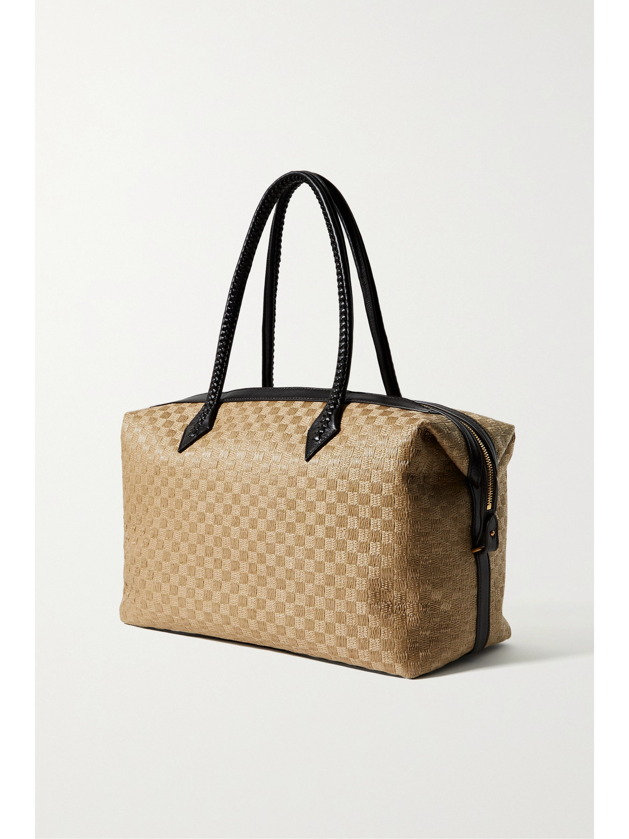 Metier Perriand All Day Leather-trimmed Woven Straw Tote In Neutrals