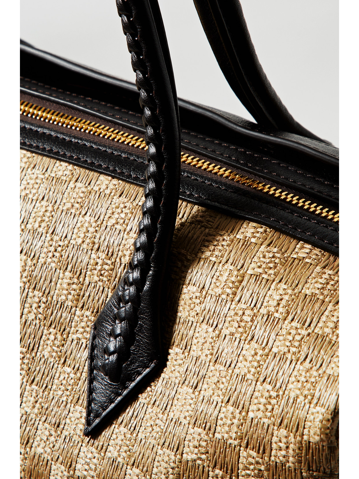 Metier Perriand All Day Leather-trimmed Woven Straw Tote In Neutrals