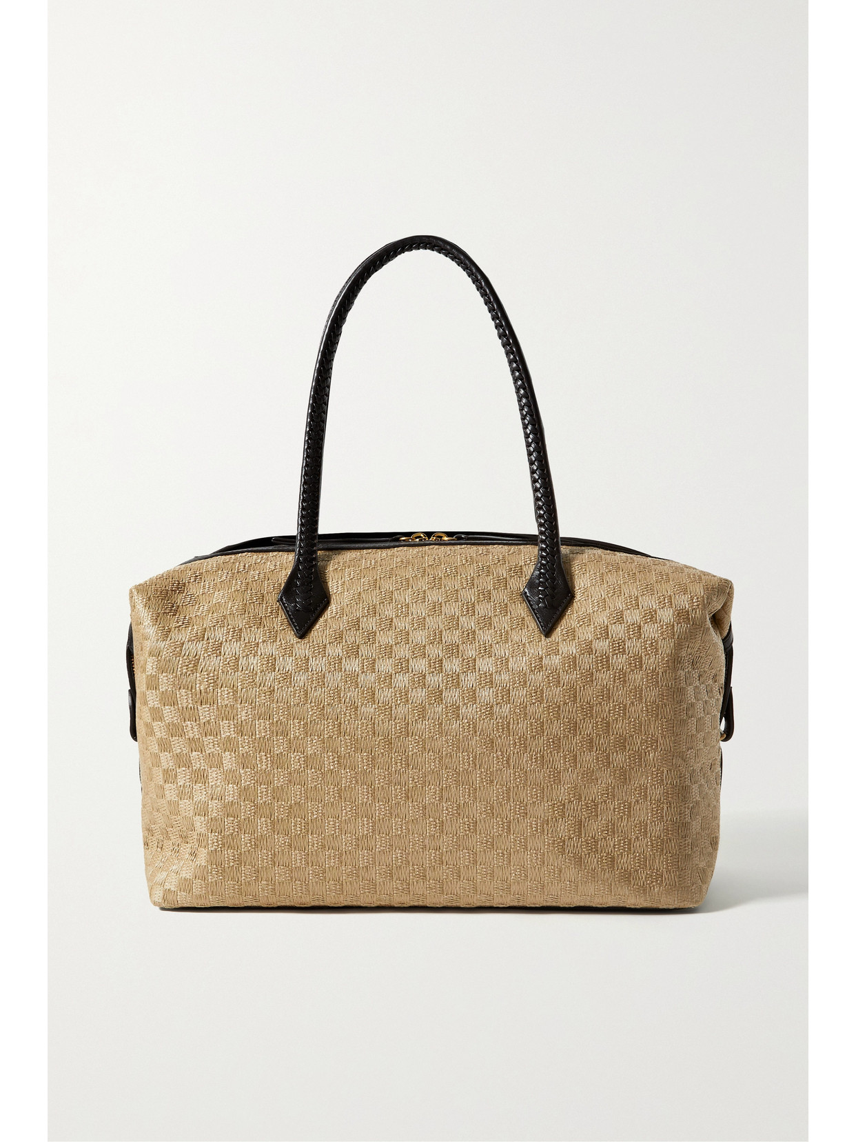 METIER PERRIAND ALL DAY LEATHER-TRIMMED WOVEN STRAW TOTE