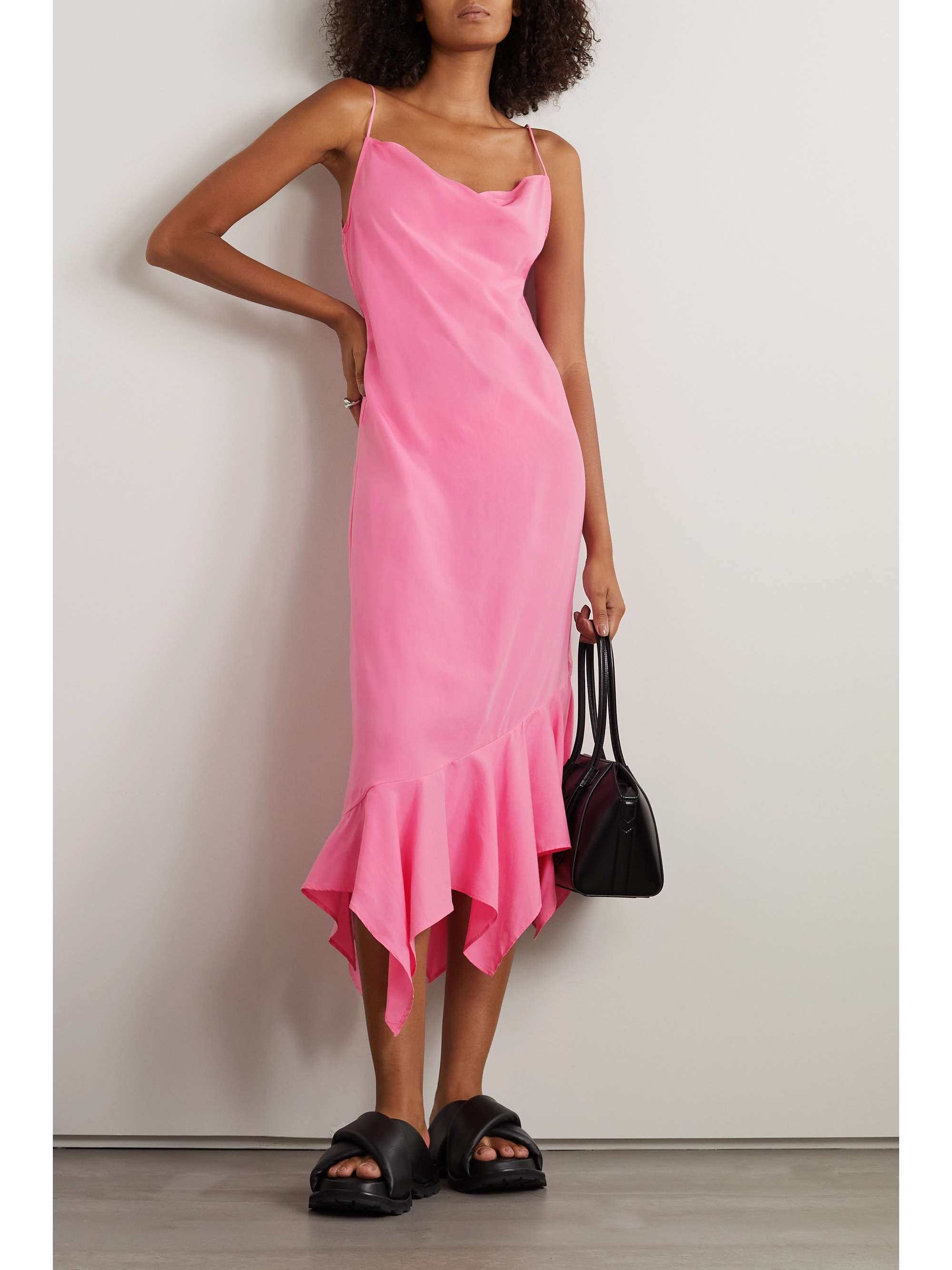 MARQUES' ALMEIDA Asymmetric ruffled TENCEL midi dress