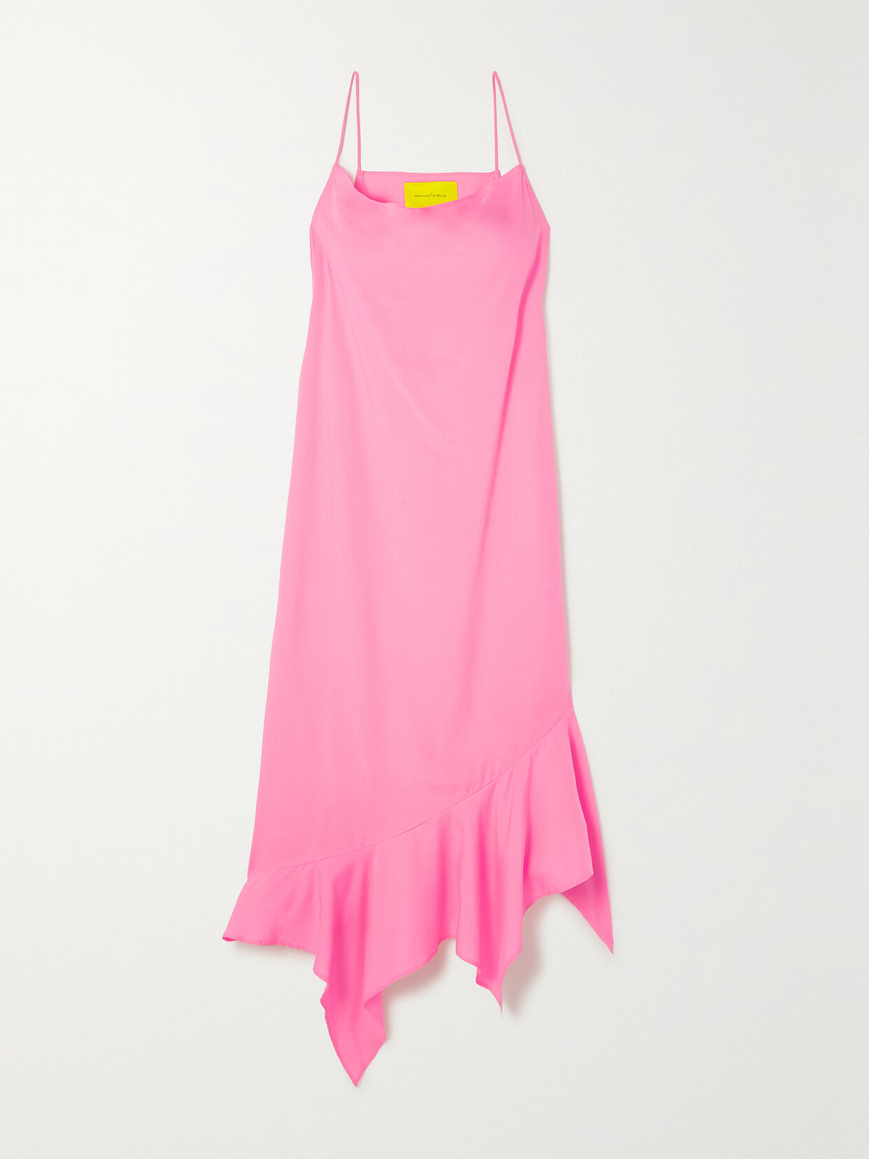 Marques' Almeida Asymmetric Ruffled Tencel Midi Dress In Pink | ModeSens