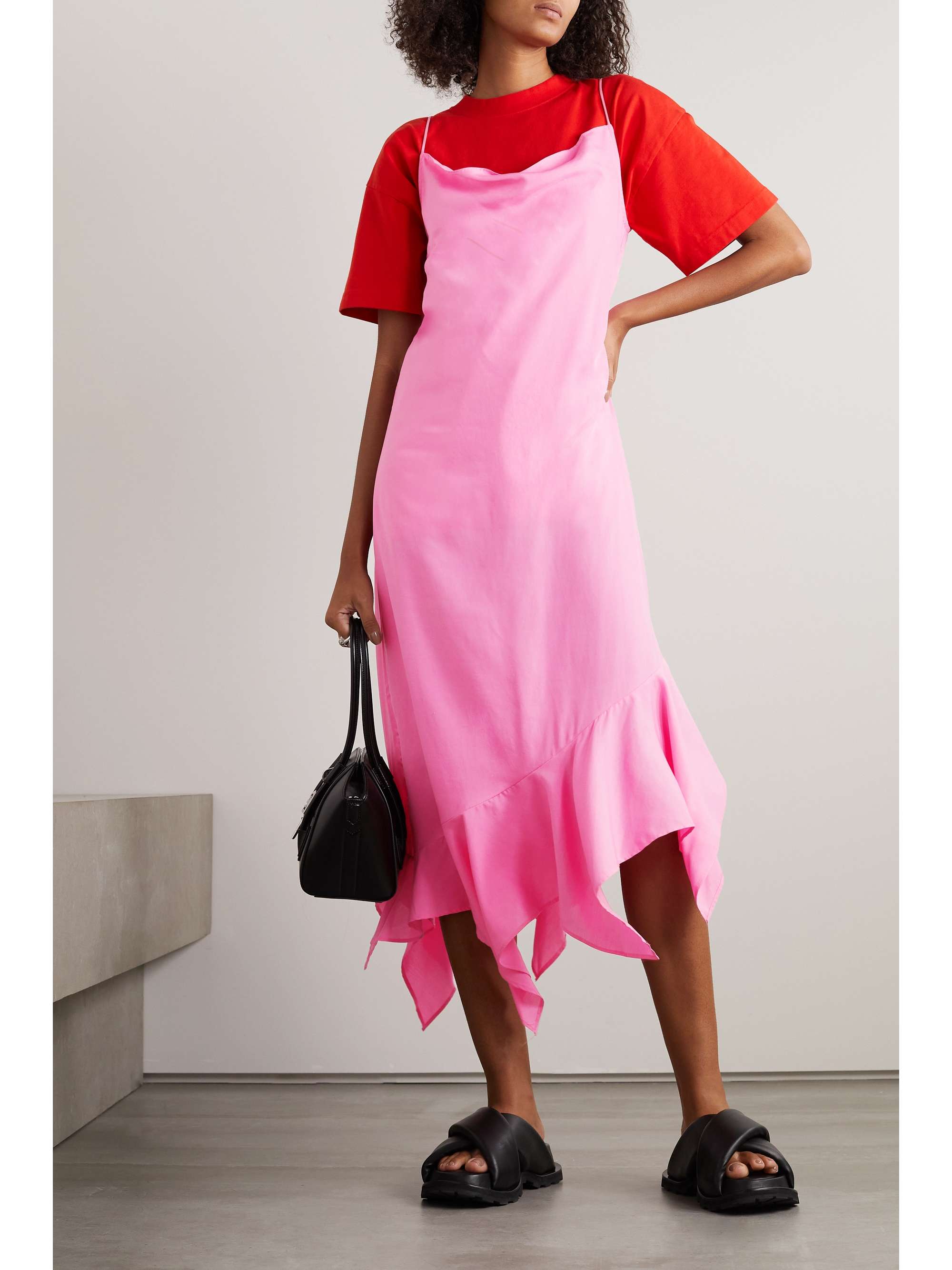MARQUES' ALMEIDA Asymmetric ruffled TENCEL midi dress