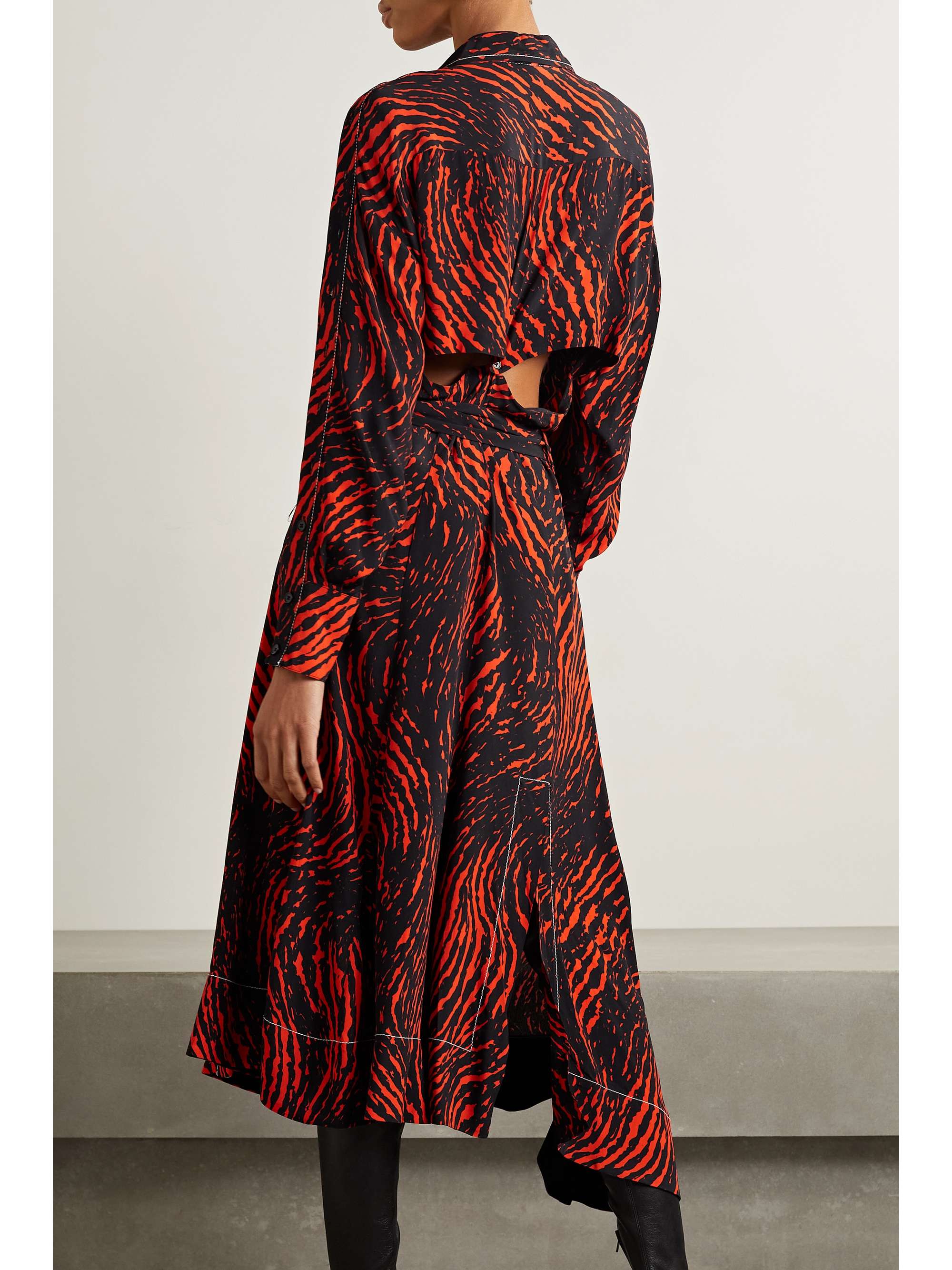 PROENZA SCHOULER Cutout printed crepe de chine wrap dress