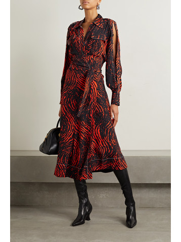 Proenza Schouler Cutout printed crepe de chine wrap dress