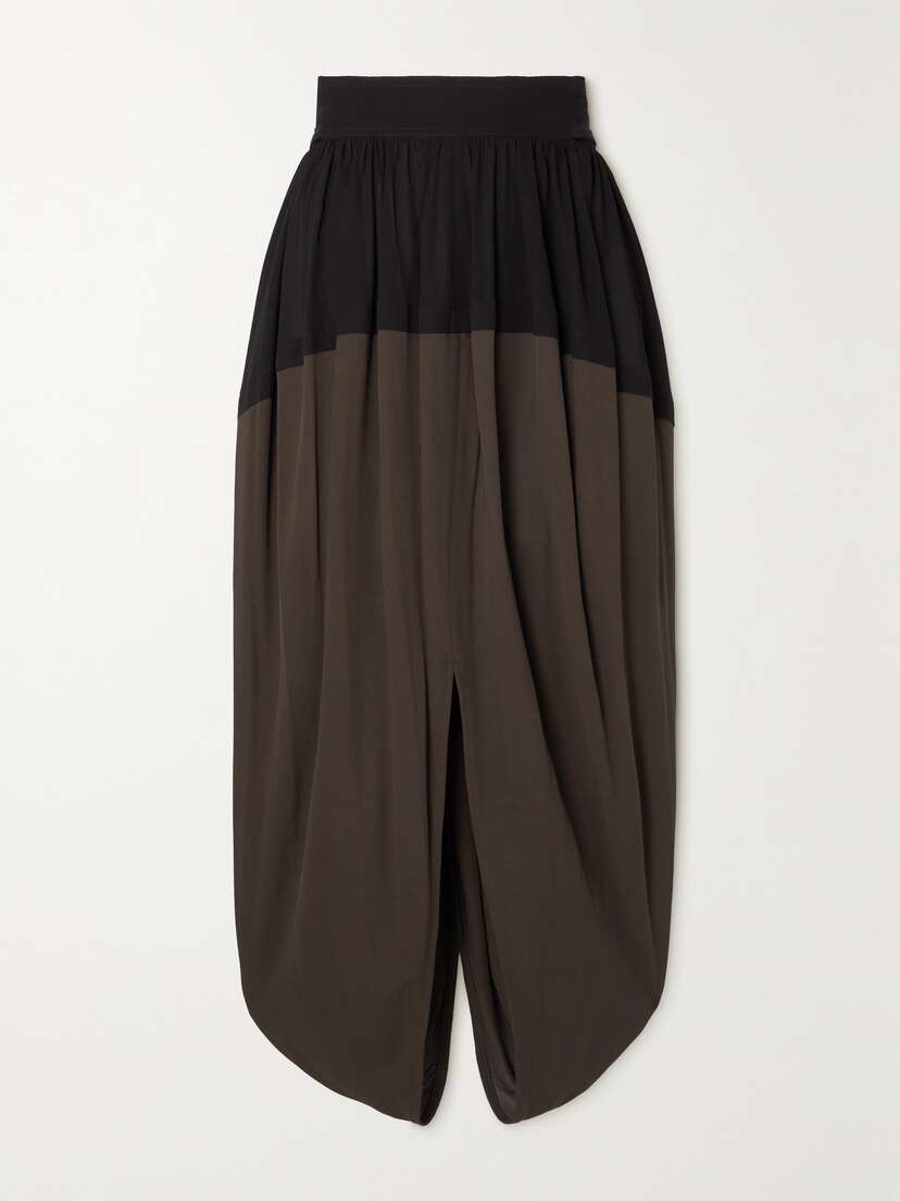 Proenza Schouler Gathered Two-tone Voile Midi Skirt