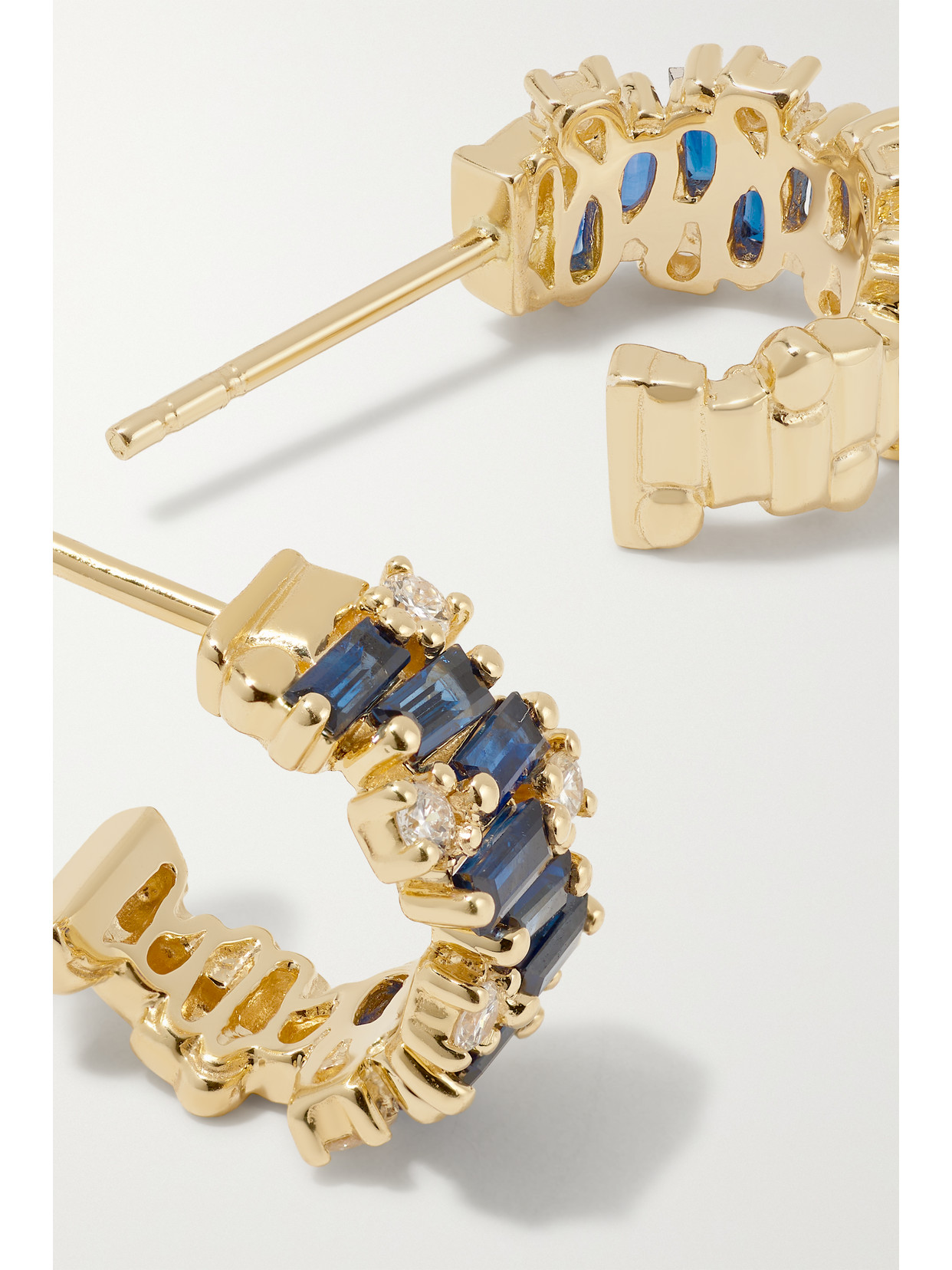 Shop Suzanne Kalan 18-karat Gold, Sapphire And Diamond Hoop Earrings