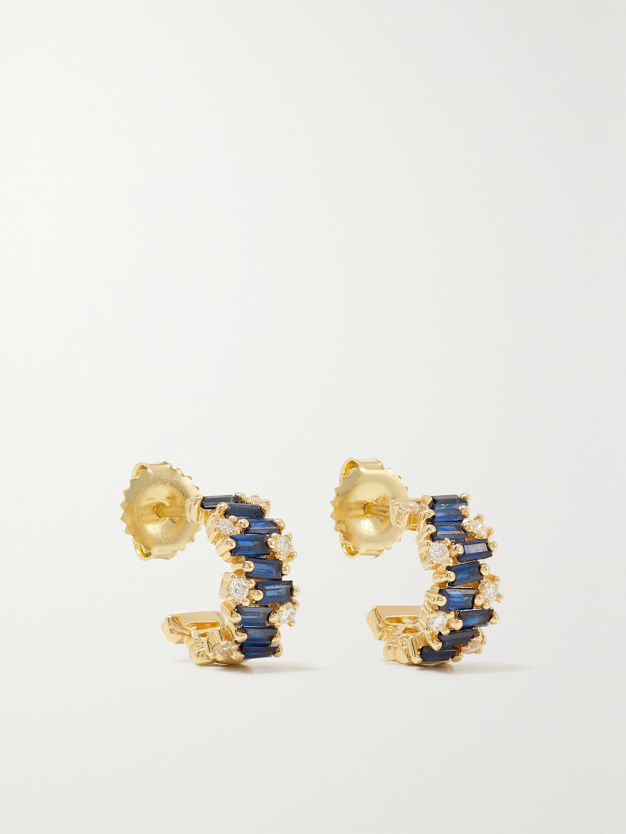 Suzanne Kalan - 18-karat Gold, Sapphire And Diamond Hoop Earrings - One size