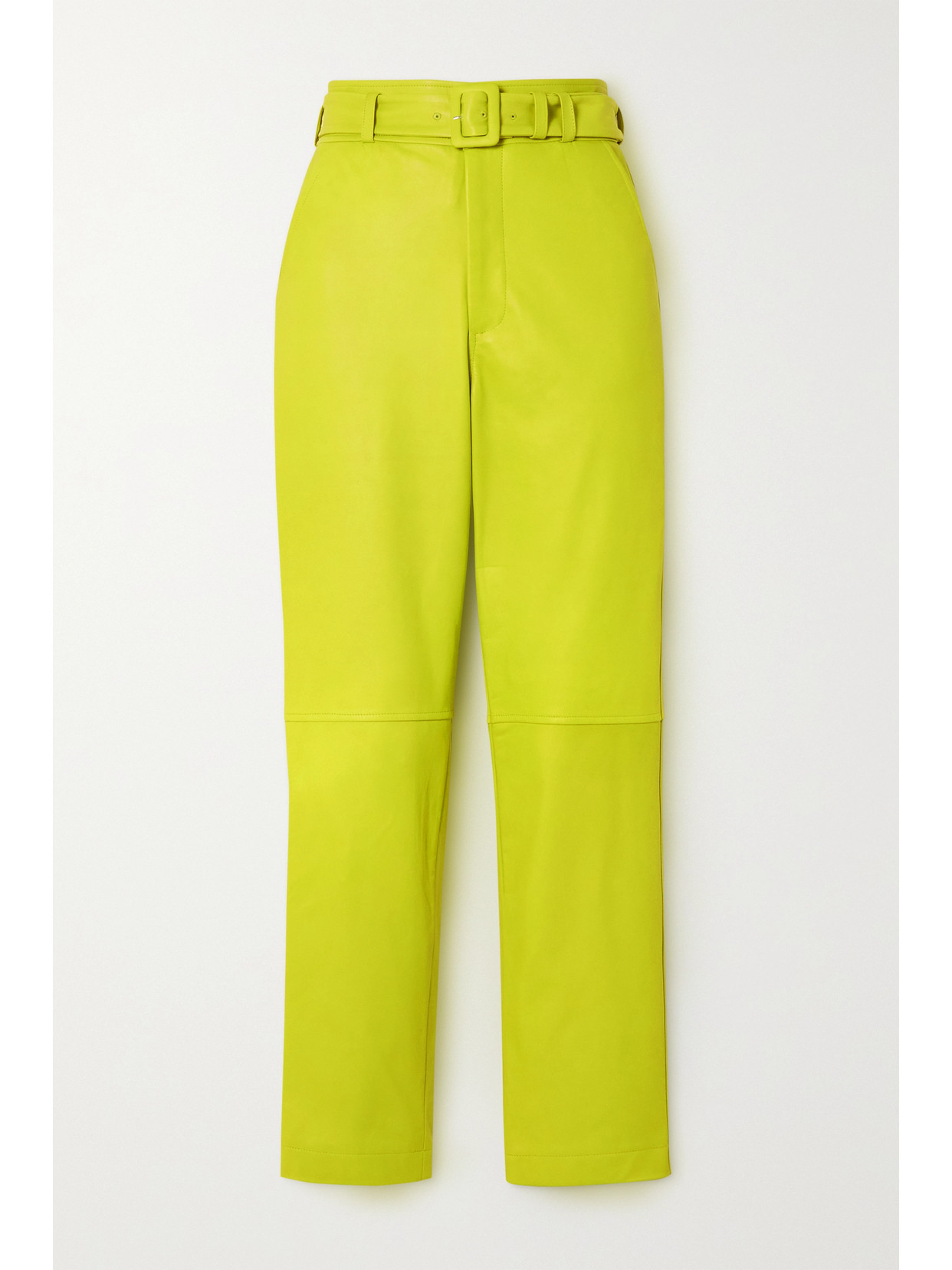 Bouguessa Camila Belted Neon Leather Pants - Yellow