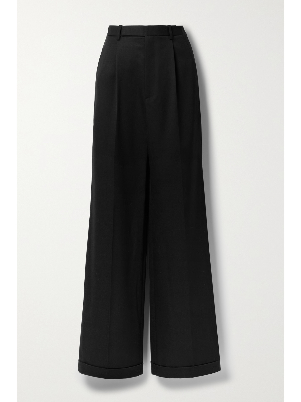 Nili Lotan Valentin Pleated Wool-twill Straight-leg Pants In Black