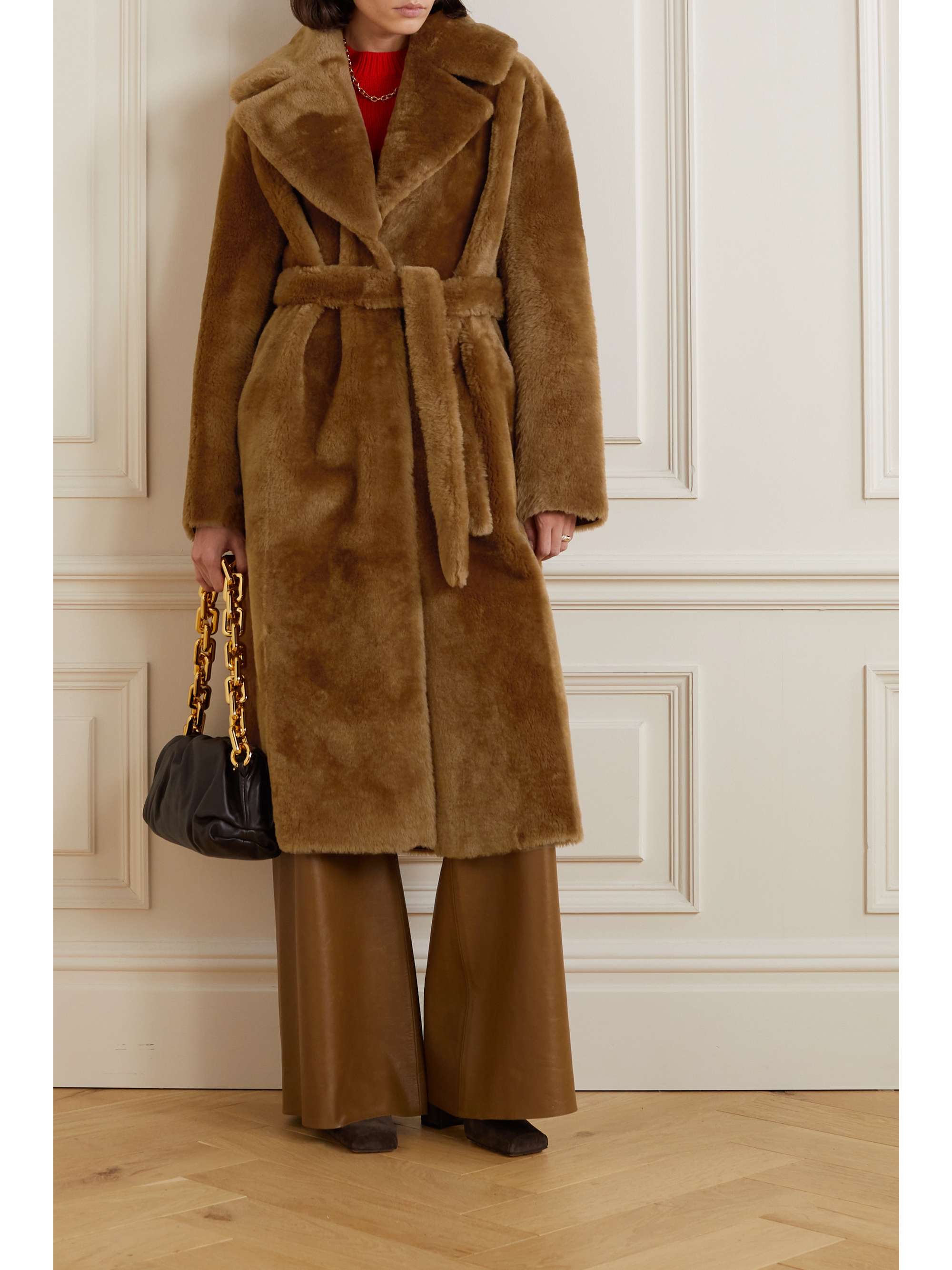 Belted shearling coat Clearance