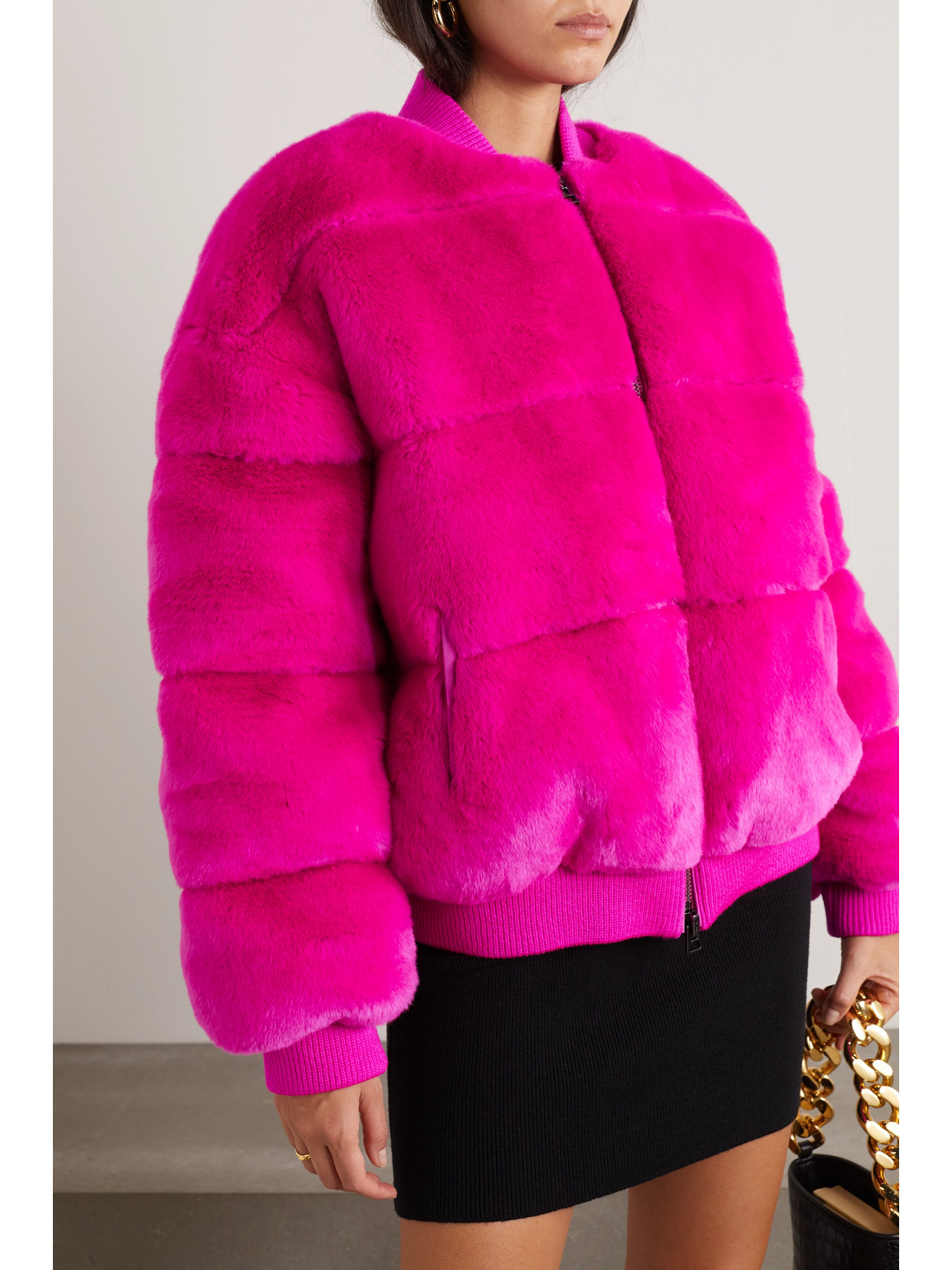 Tom Ford Faux Fur Down Bomber Jacket In Fuxia ModeSens