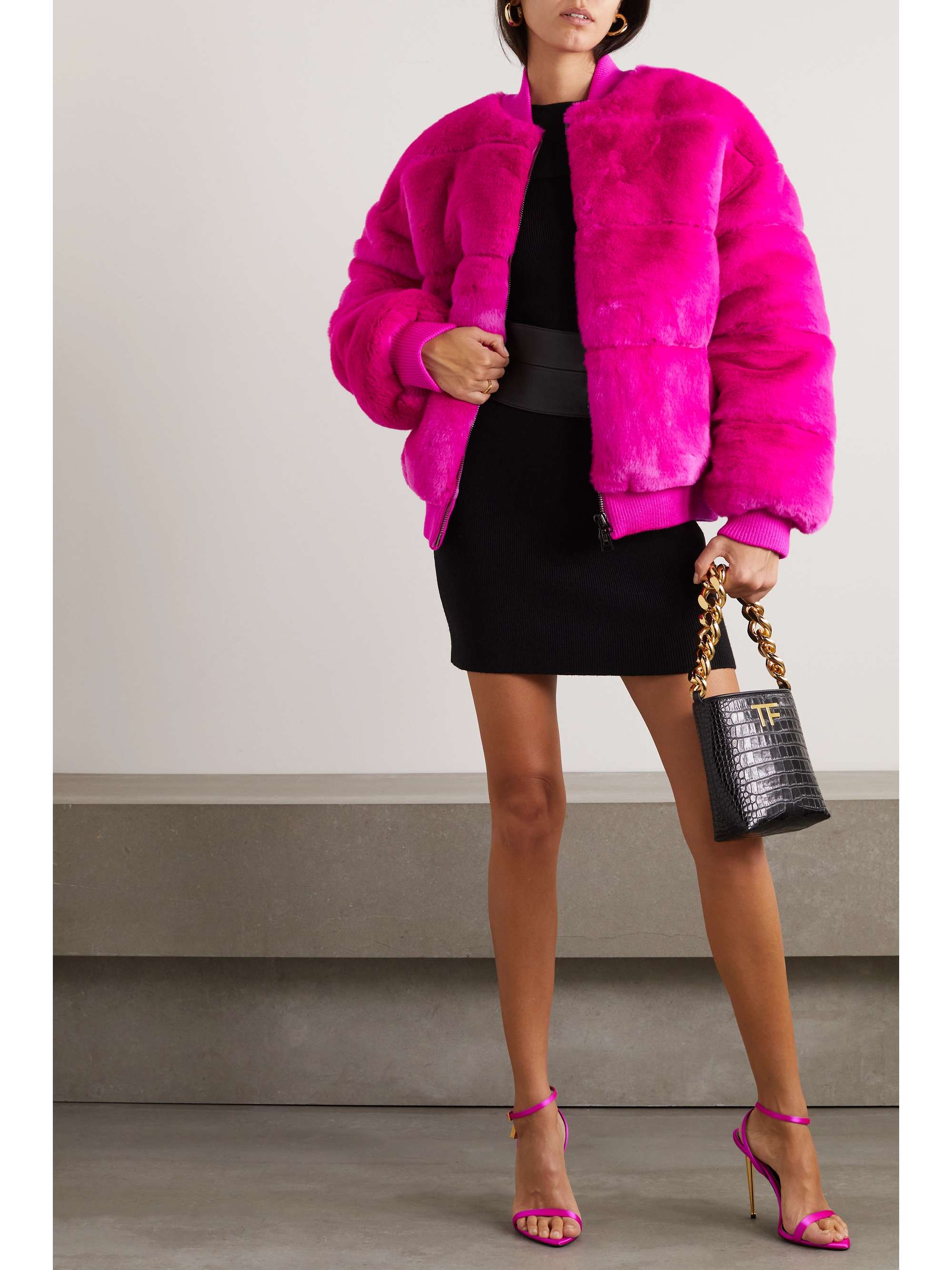 TOM FORD Faux fur down bomber jacket