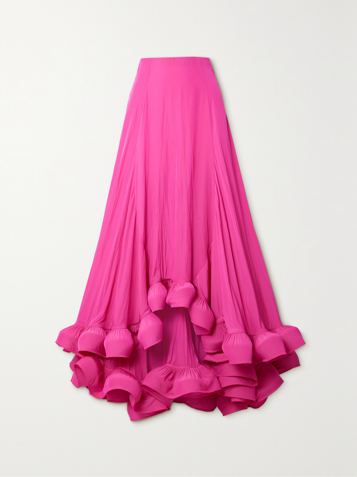 Lanvin - Asymmetric Ruffled Charmeuse Maxi Skirt - Pink