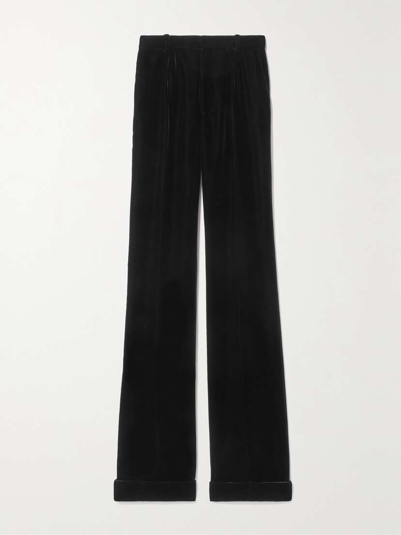 Saint Laurent Pleated Velvet Flared Pants