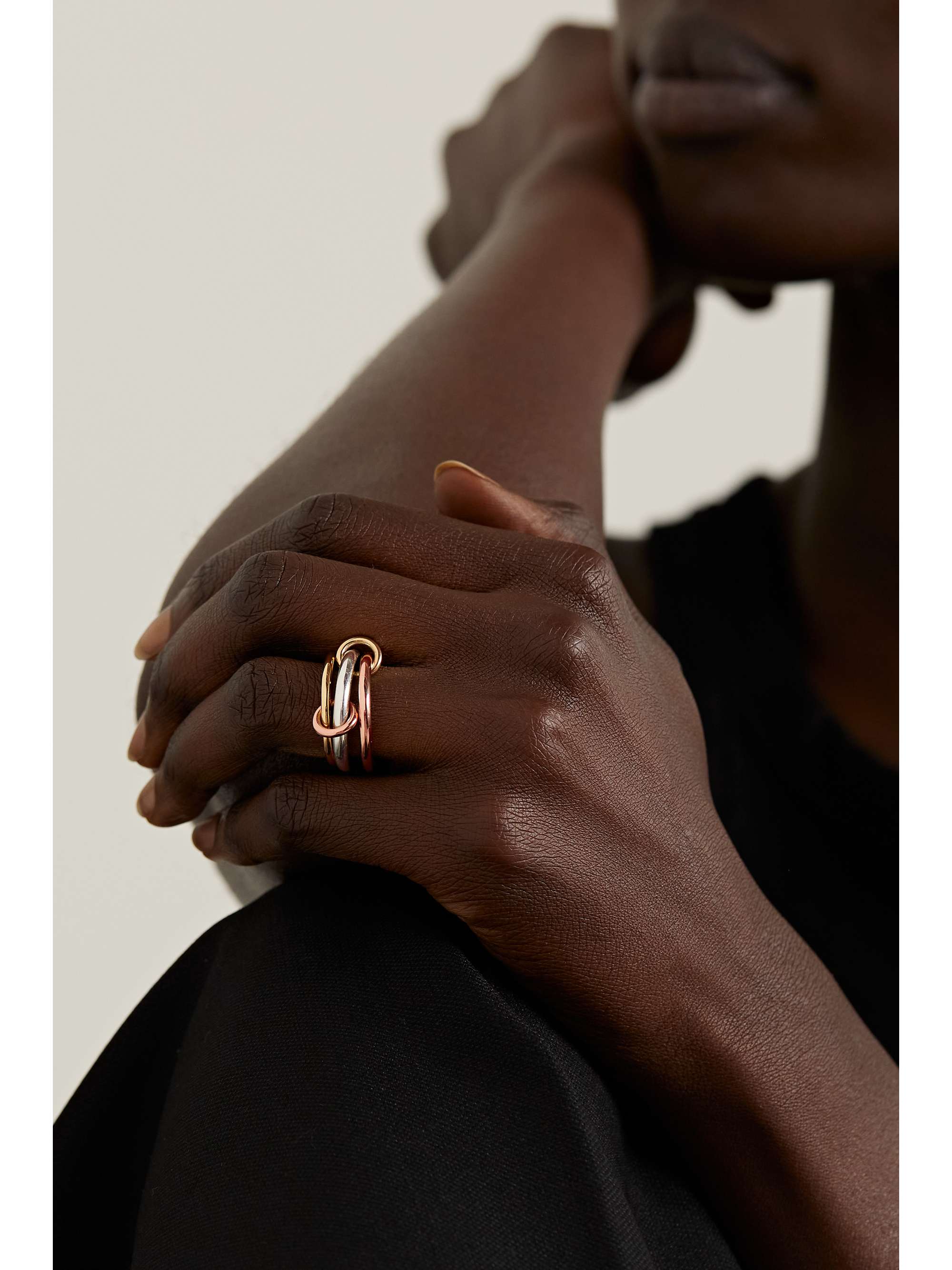 SPINELLI KILCOLLIN Capricorn set of three 18-karat yellow and rose gold and sterling silver rings