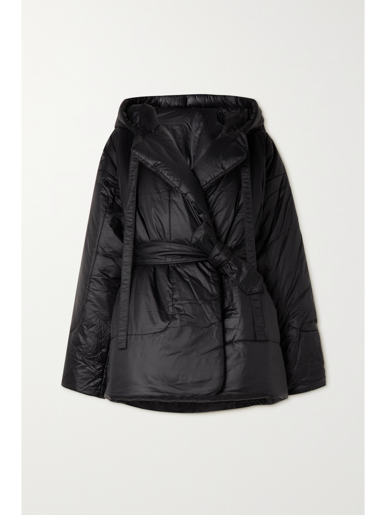 Norma Kamali Reversible Hooded Belted Quilted Padded Shell Jacket