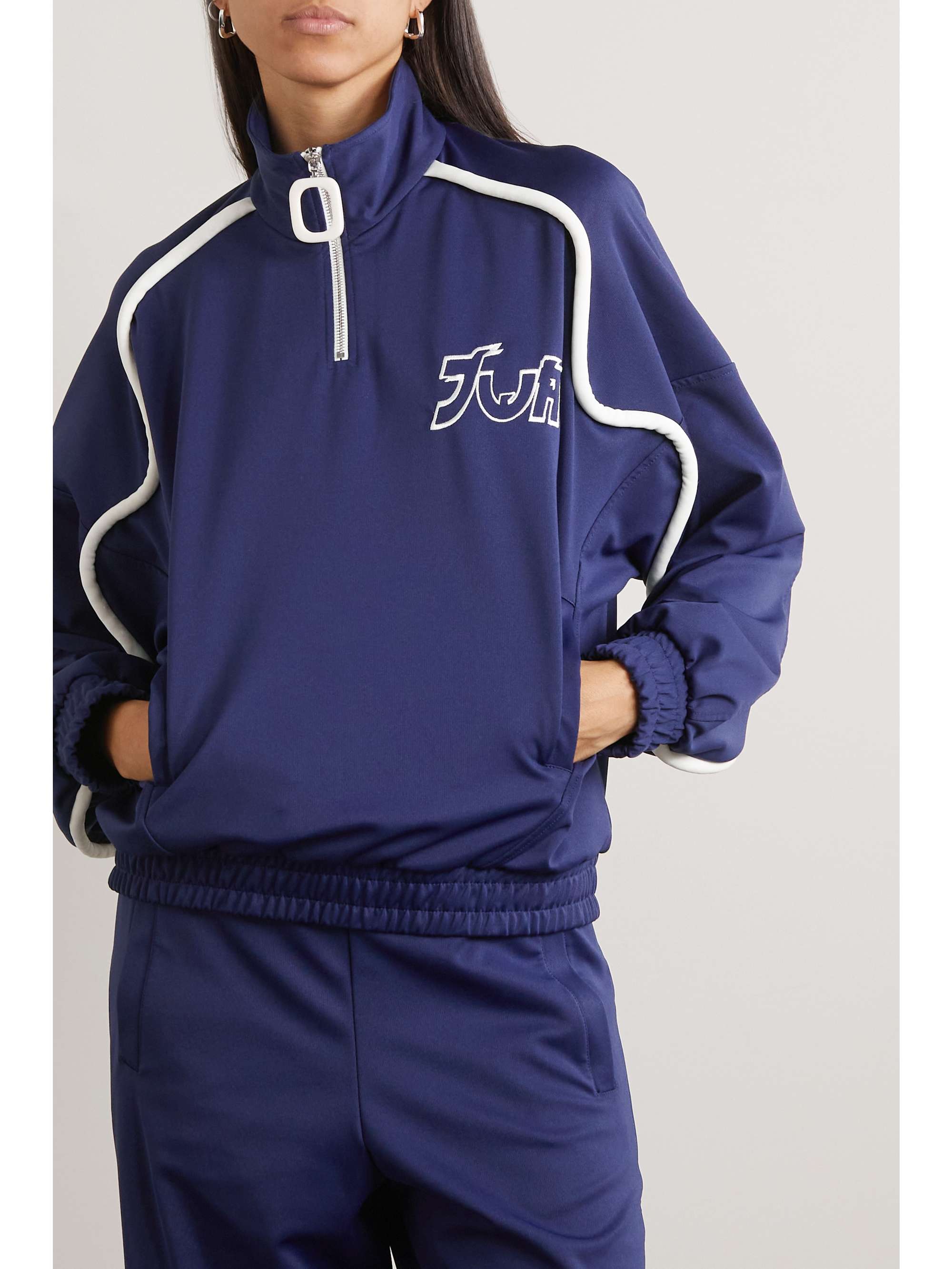 JW ANDERSON + Run Hany embroidered stretch-jersey half-zip track jacket