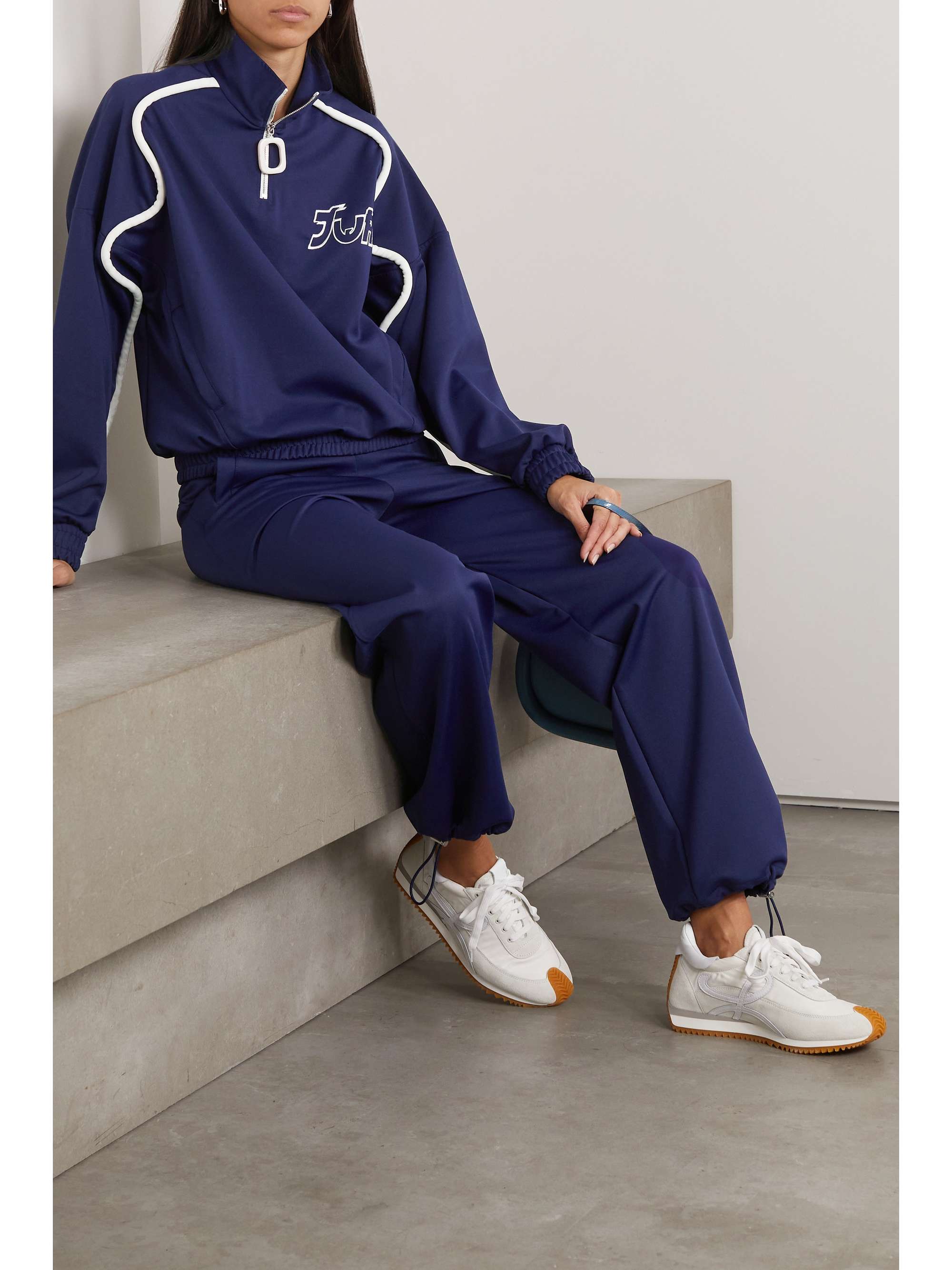 JW ANDERSON + Run Hany embroidered stretch-jersey half-zip track jacket
