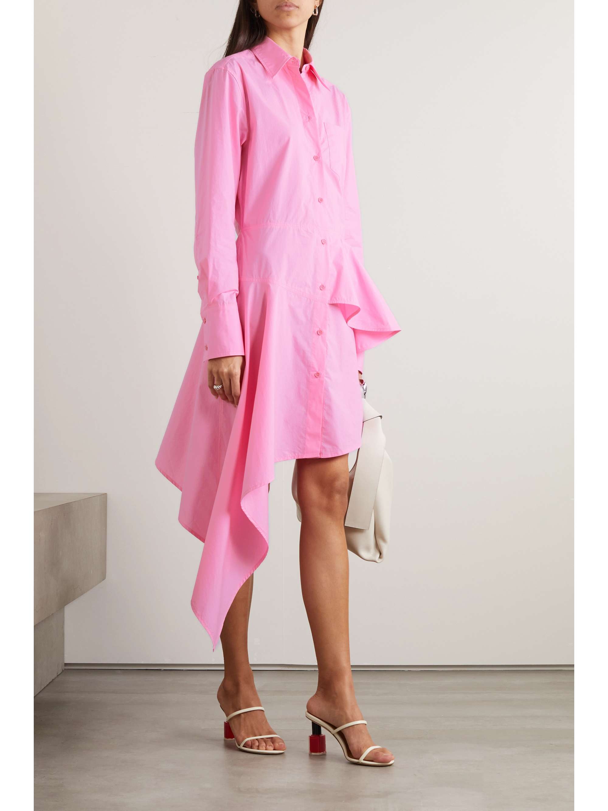 JW ANDERSON Asymmetric peplum cotton-poplin mini shirt dress | NET-A-PORTER