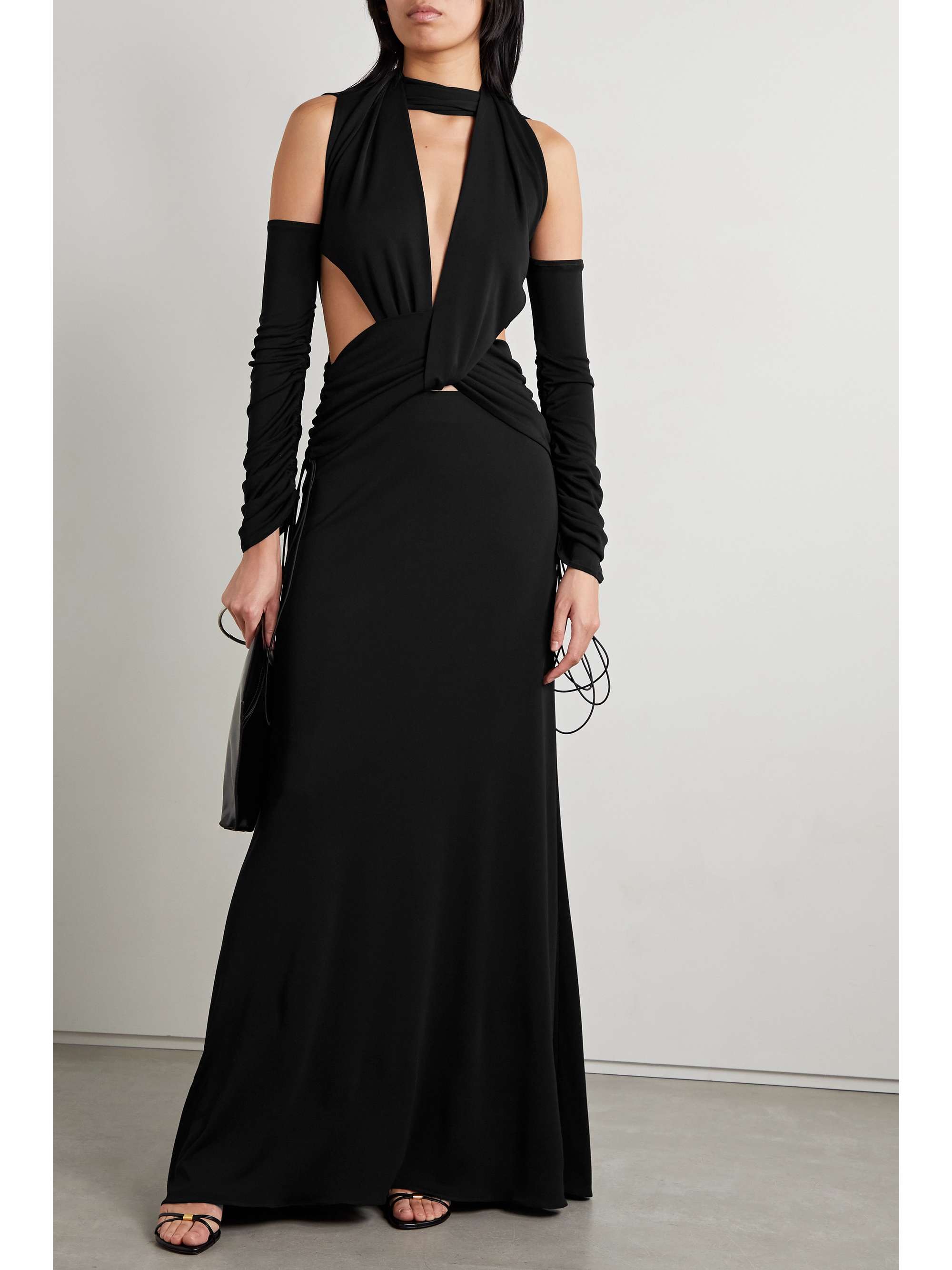 MAXIMILIAN Donna draped stretch-jersey maxi skirt