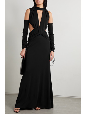 MAXIMILIAN Donna draped stretch-jersey maxi skirt