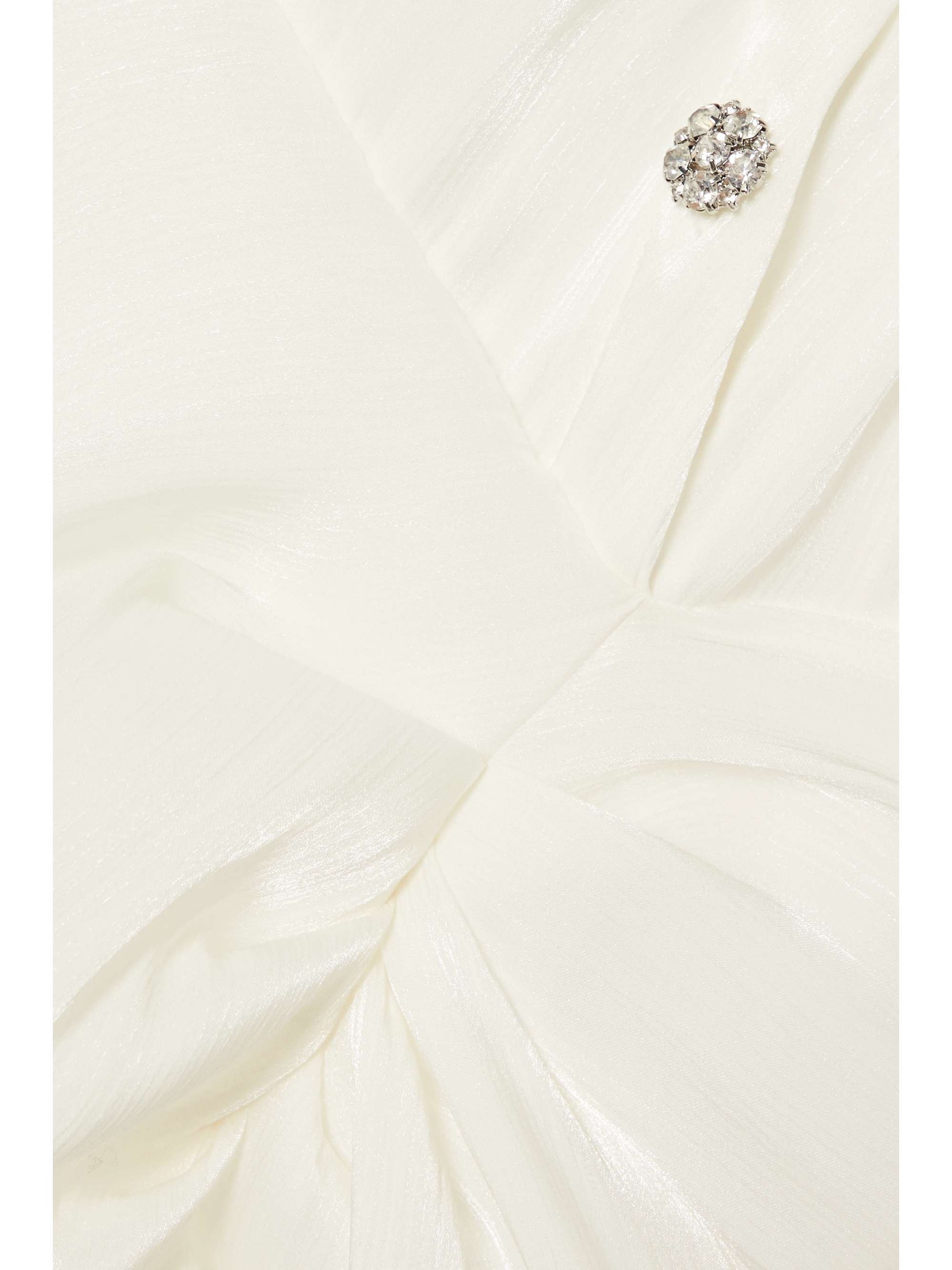HALPERN Embellished draped iridescent chiffon maxi dress