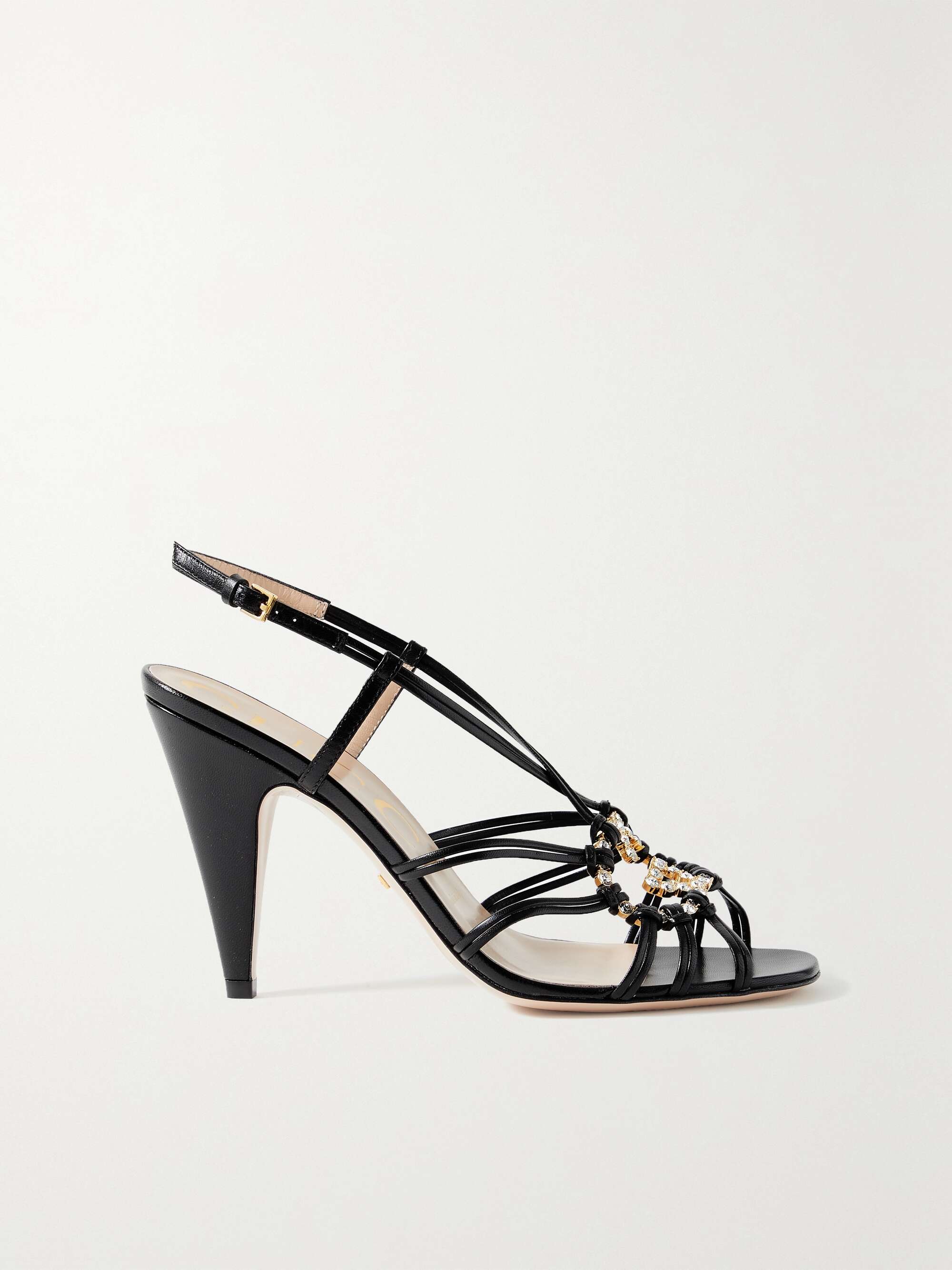 GUCCI Isa crystal-embellished leather slingback sandals | NET-A-PORTER