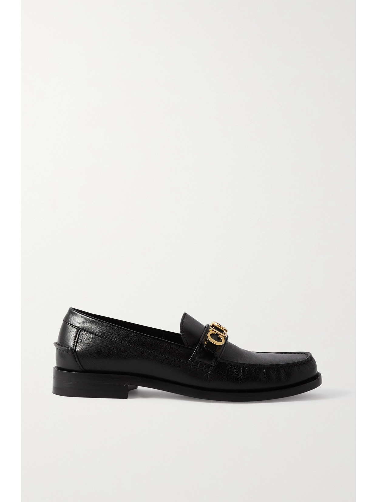 Gucci Cara Logo-embellished Textured-leather Loafers