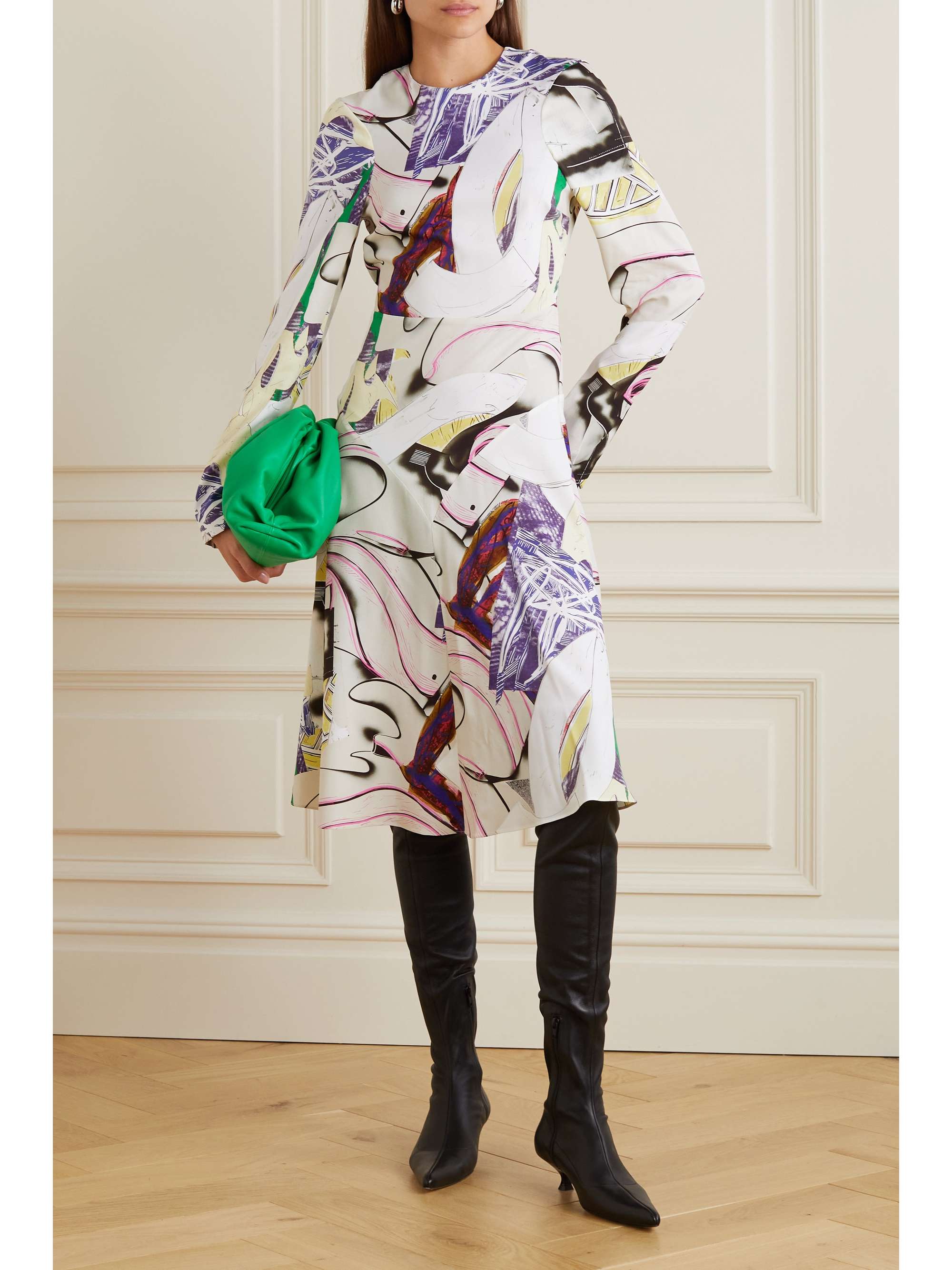 STELLA MCCARTNEY Printed satin midi dress