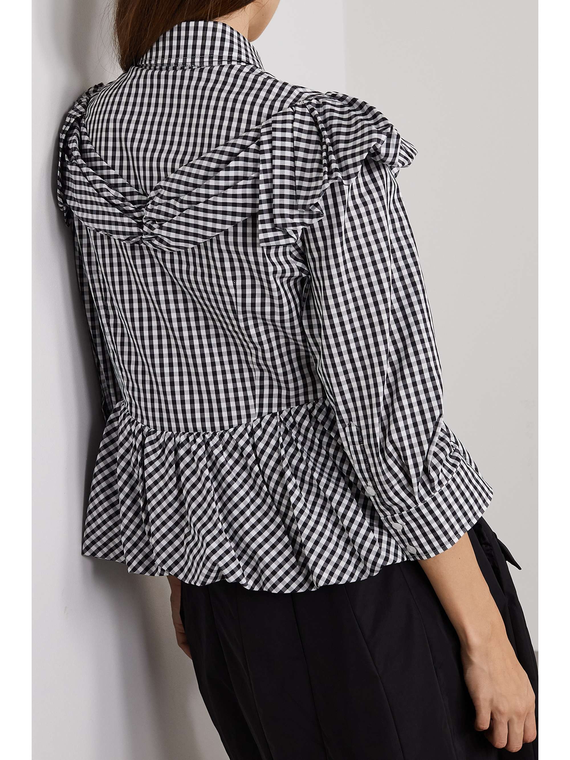 SIMONE ROCHA Ruffled gingham cotton-poplin peplum blouse