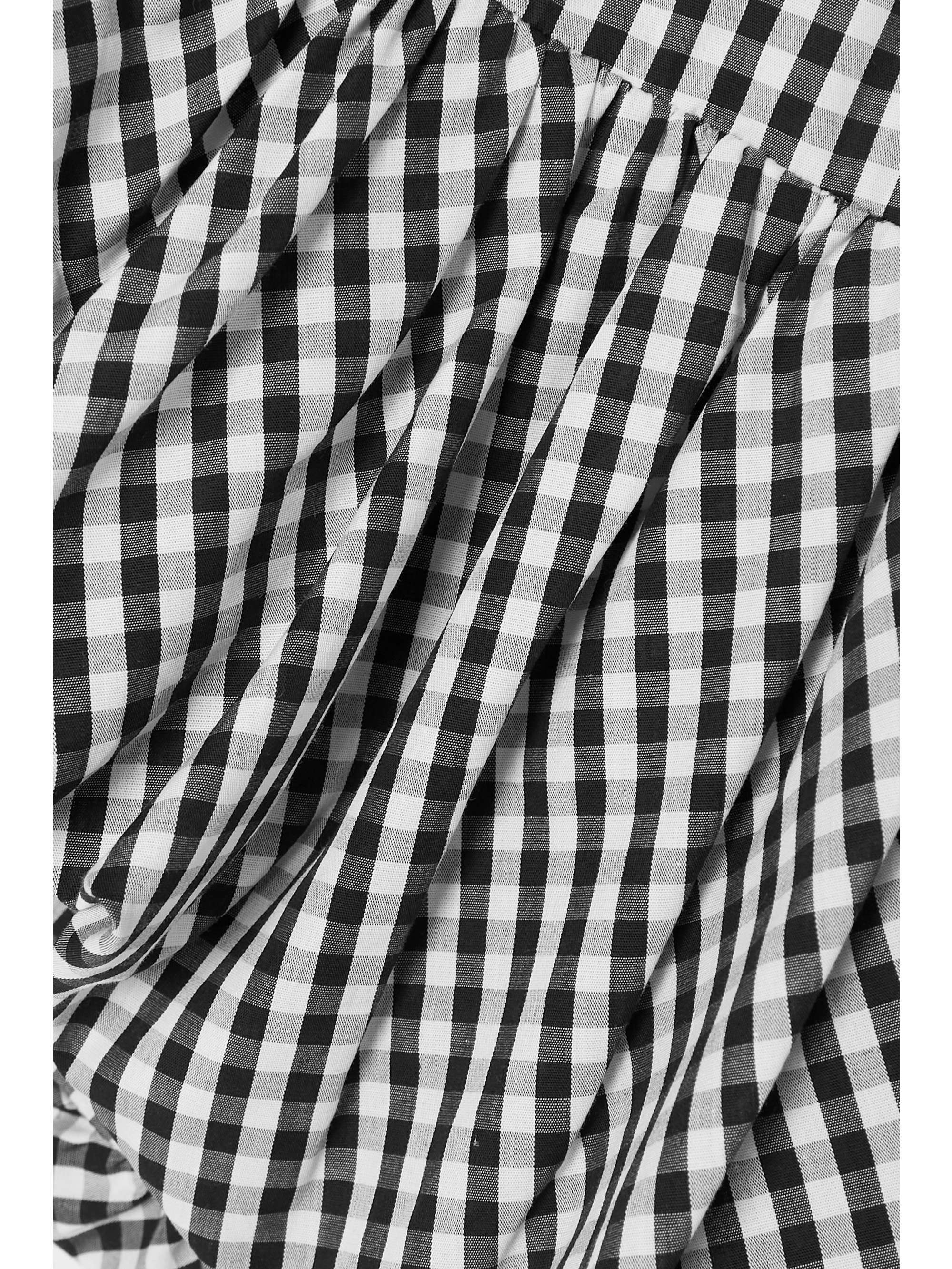 SIMONE ROCHA Ruffled gingham cotton-poplin peplum blouse