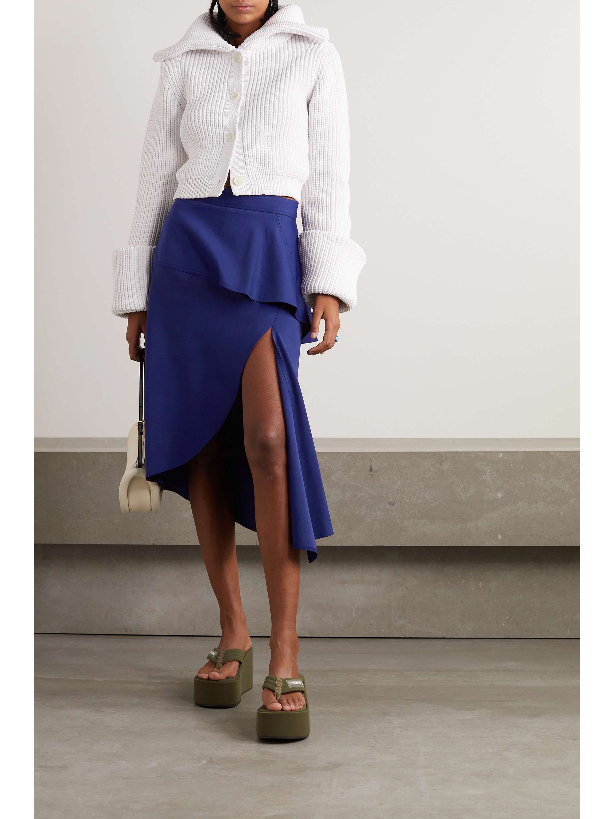 JW ANDERSON Layered asymmetric stretch-jersey skirt