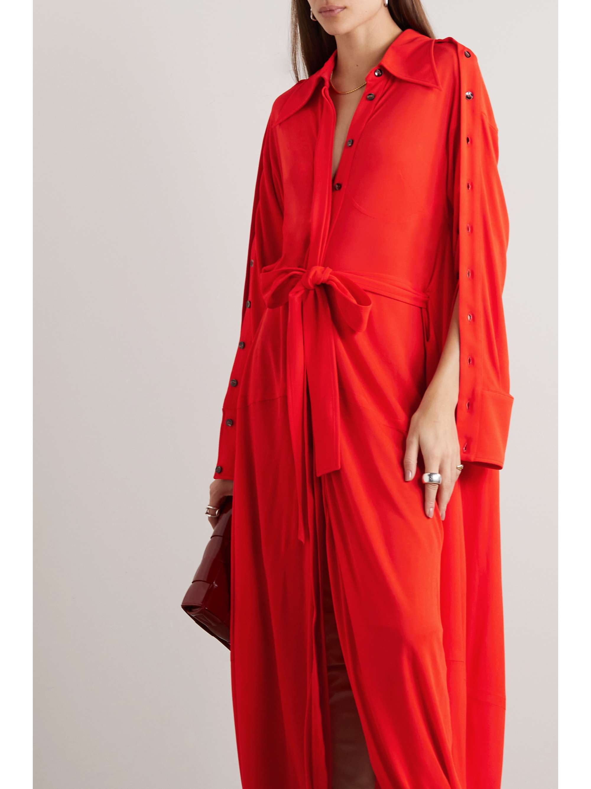 PROENZA SCHOULER Belted jersey-crepe maxi shirt dress