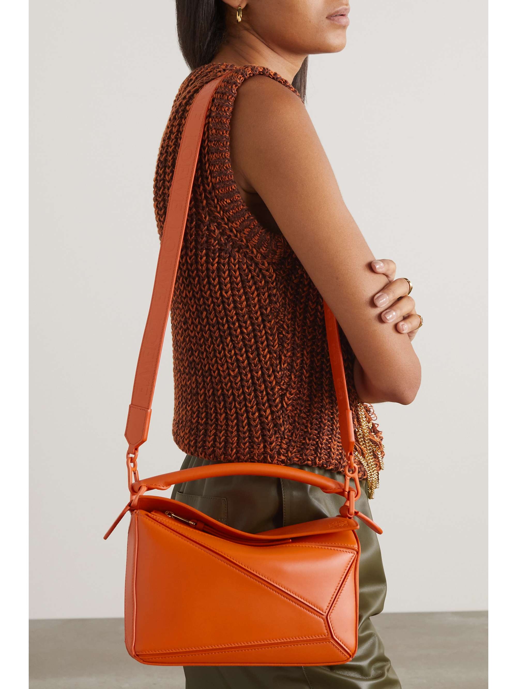 Orange Puzzle small leather shoulder bag | LOEWE | NET-A-PORTER