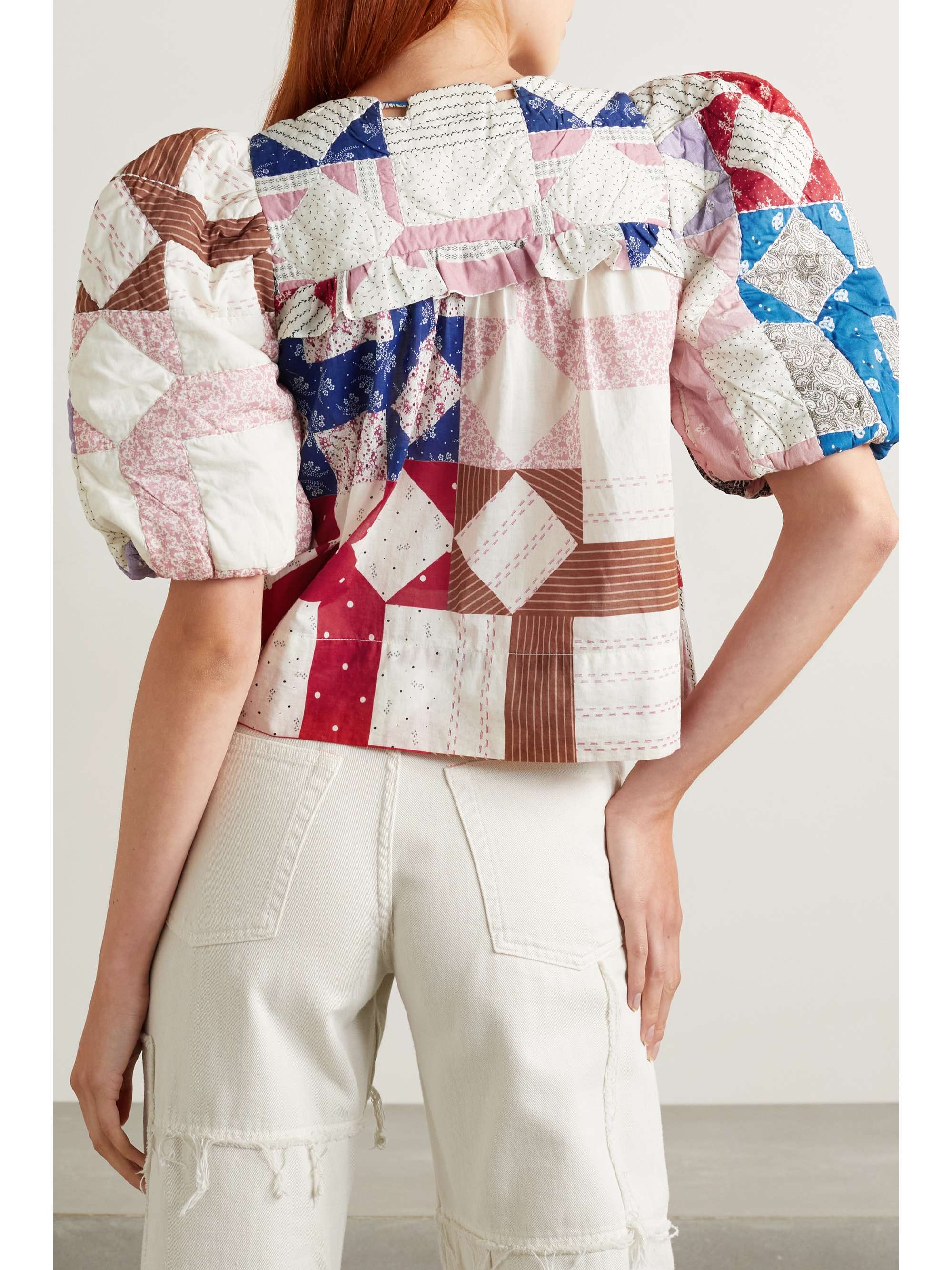 SEA Nohr quilted patchwork cotton blouse