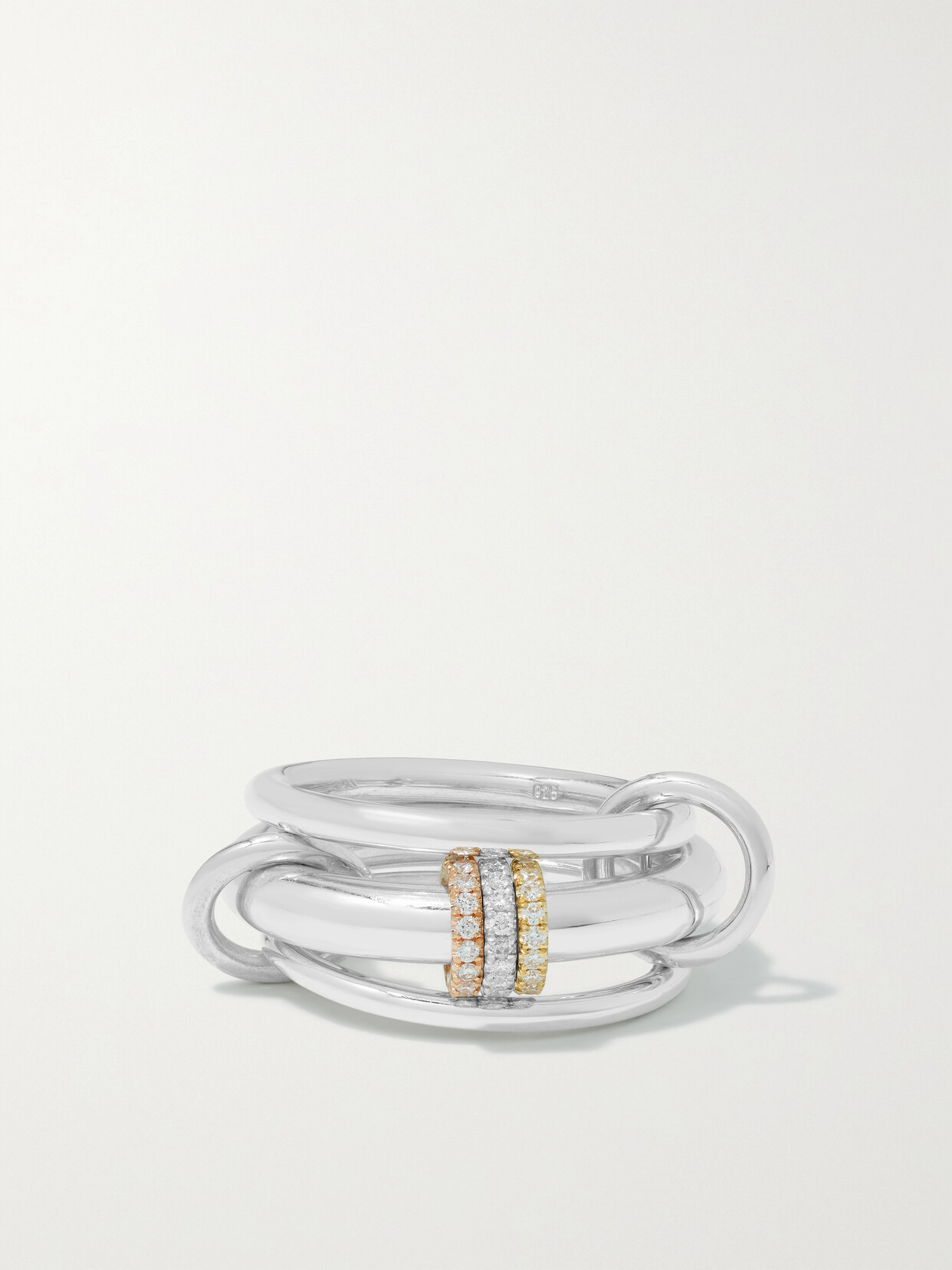 Spinelli Kilcollin - Gemini Set Of Three 18-karat White, Yellow And Rose Gold Diamond Rings - Silver