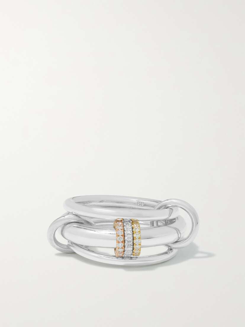 Spinelli Kilcollin Gemini Set Of Three 18-karat White, Yellow And Rose Gold Diamond Rings