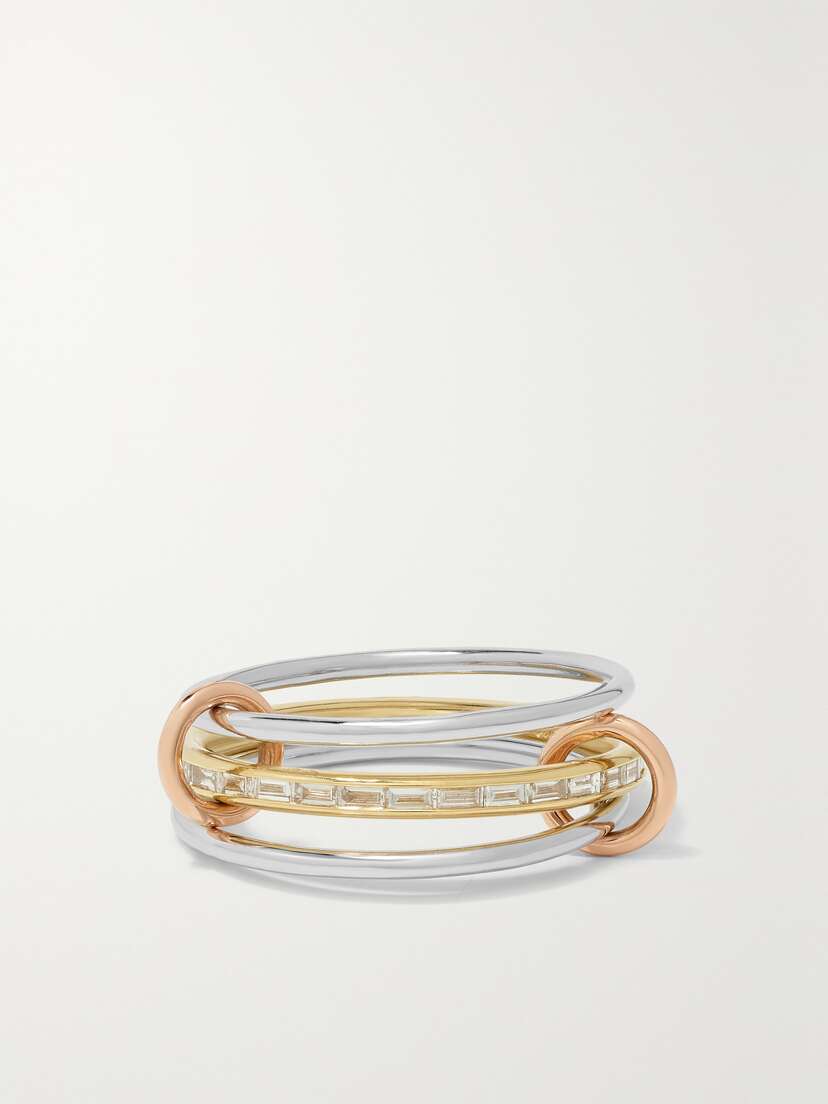 Spinelli Kilcollin Rhea Set Of Three 18-karat Yellow, White And Rose  Diamond Rings