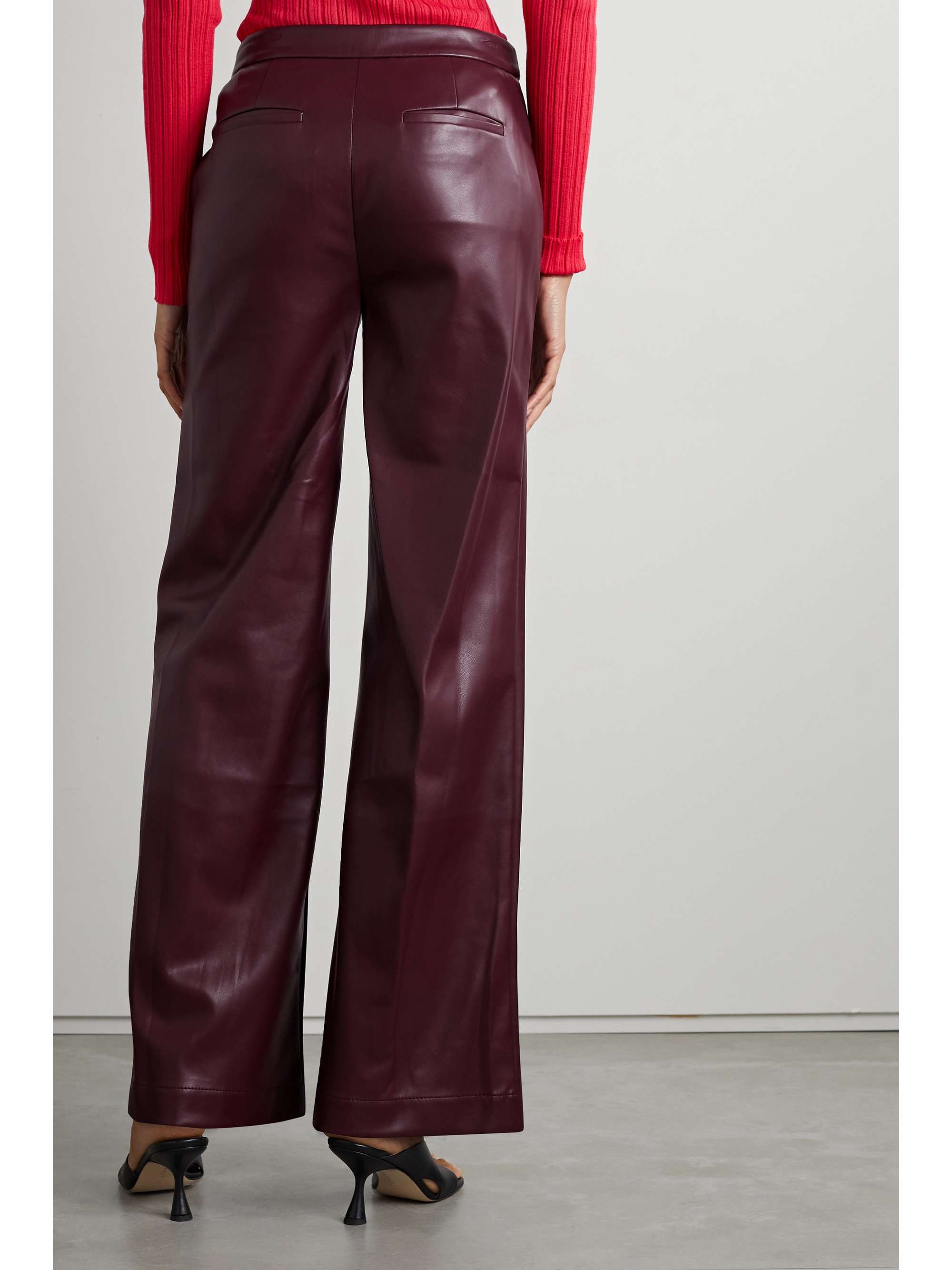 vegan leather wide leg pants